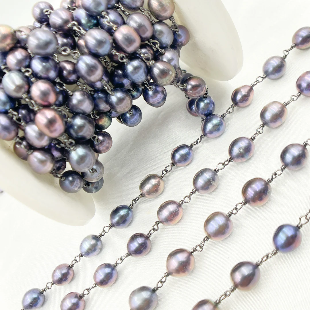 Peacock Freshwater Pearl Oxidized Wire Chain. PRL41 - Image 5