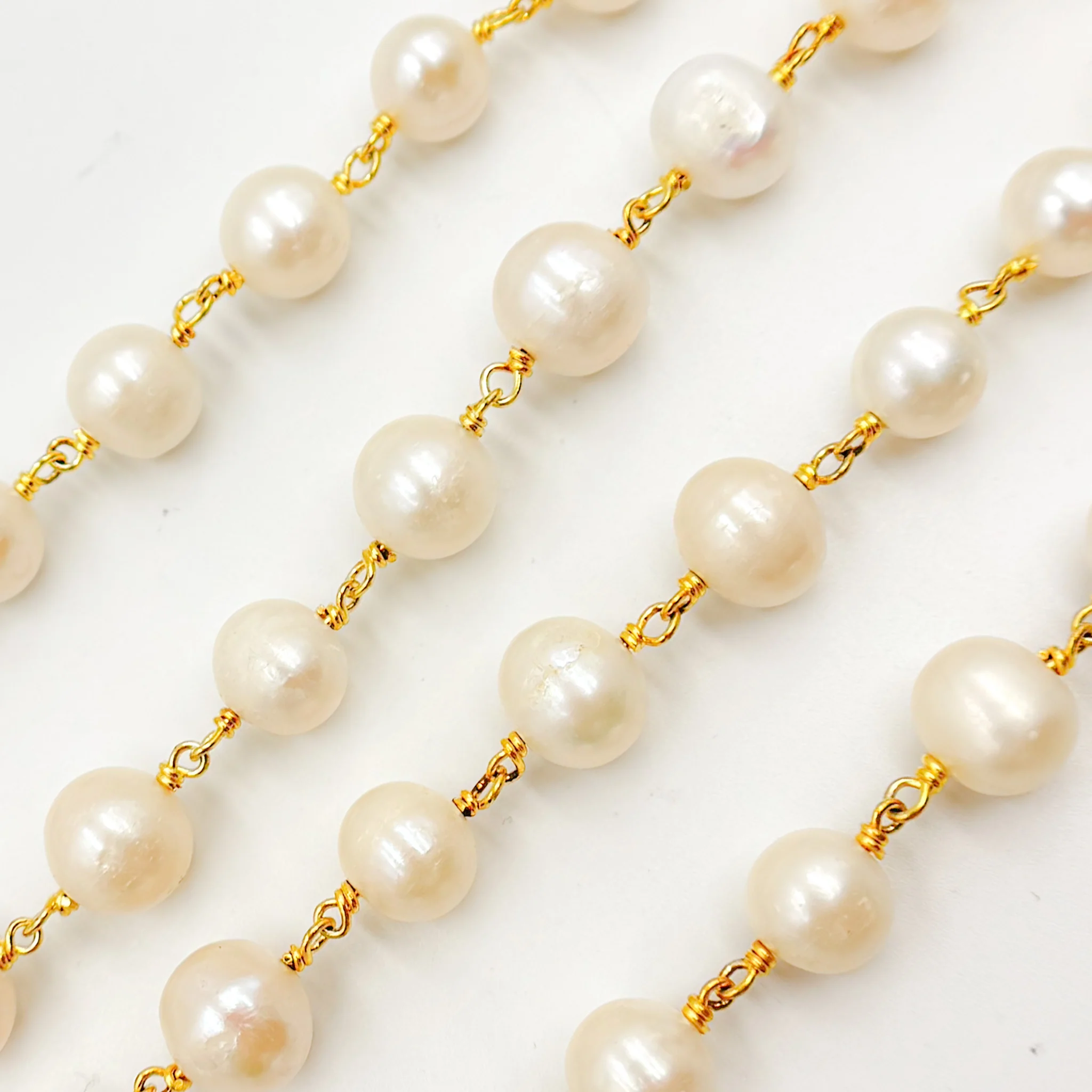 PRL2. Gold Plated Wire Freshwater Pearl Chain - Image 2
