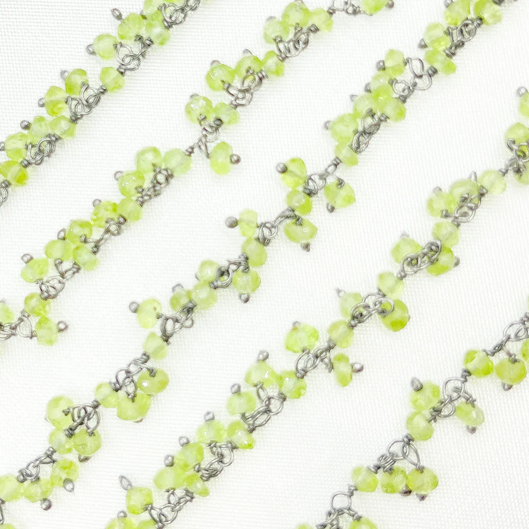 Peridot Cluster Dangle 3.5mm Oxidized Wire Chain. PER4 - Image 5