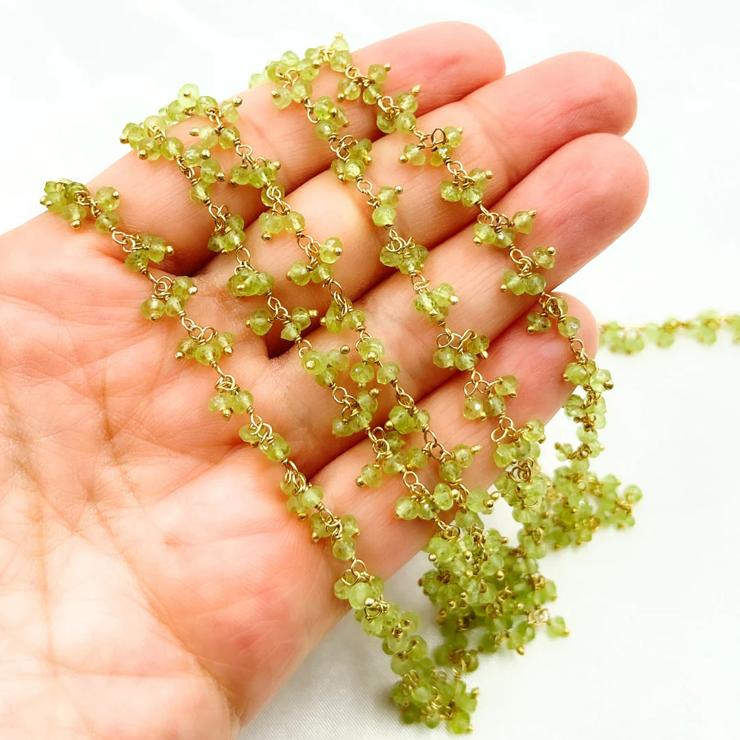 Peridot Cluster Dangle Gold Plated Wire Chain. PER5 - Image 4