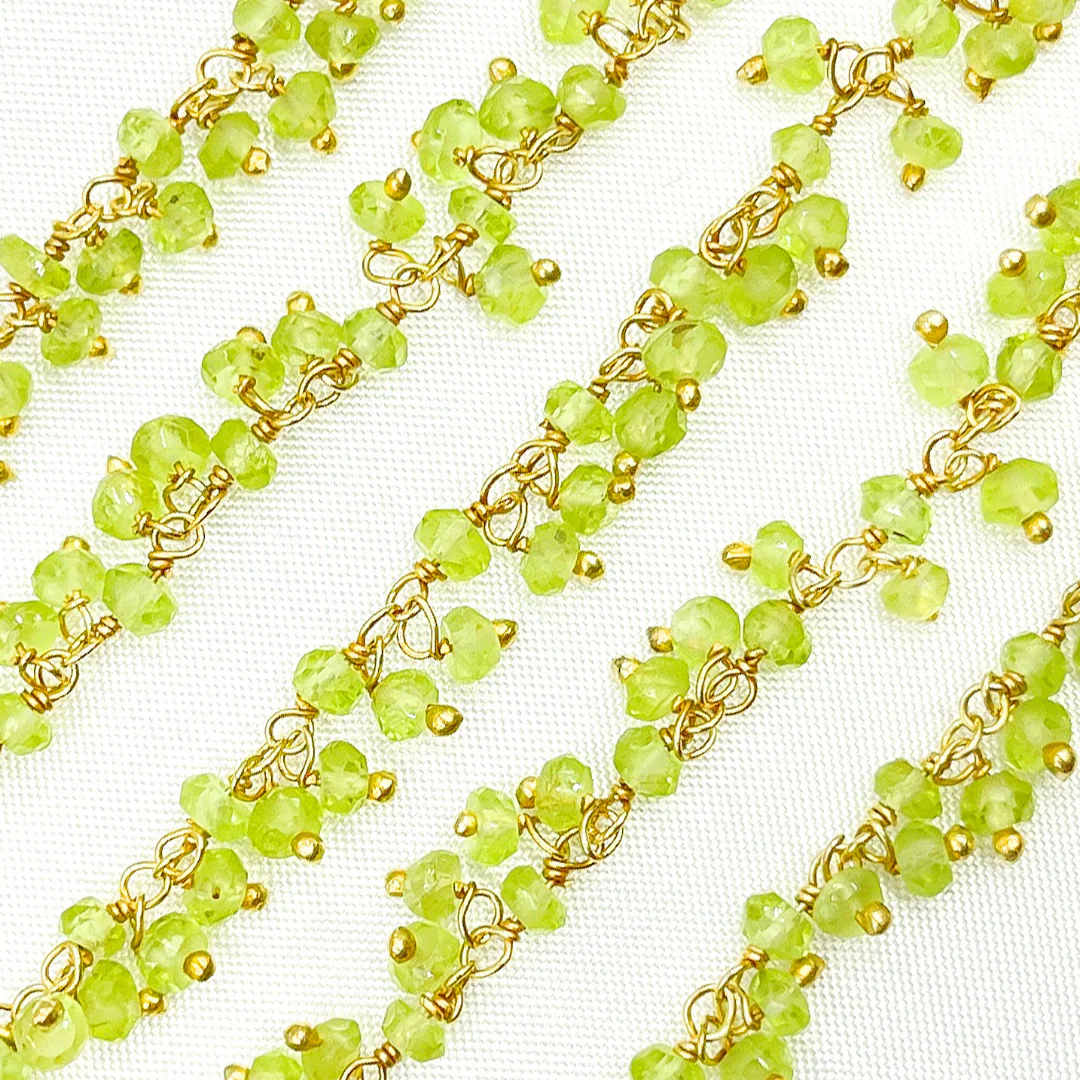 Peridot Cluster Dangle Gold Plated Wire Chain. PER5 - Image 5