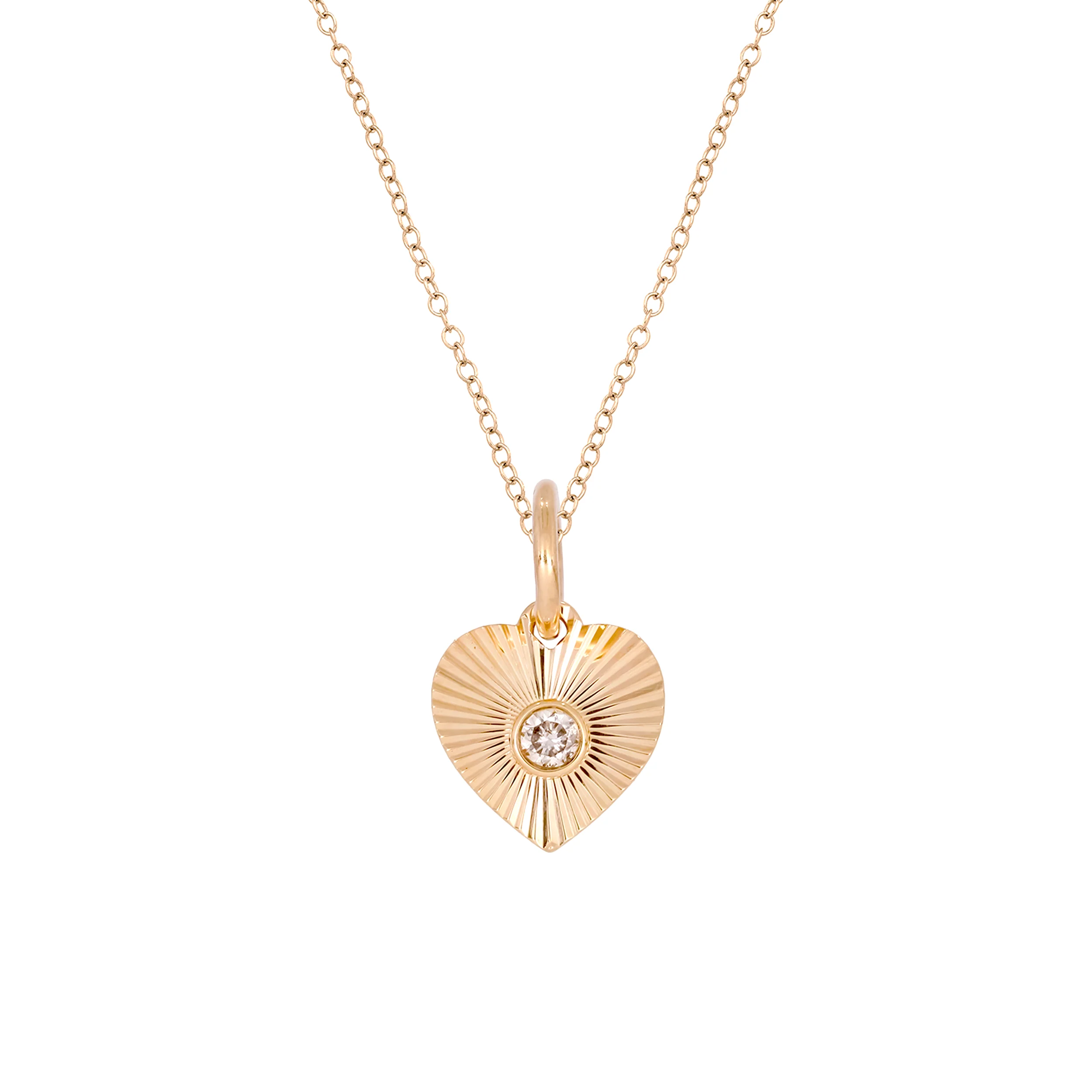 PFA33294. 14K Solid Gold Heart Shape Diamond Necklace