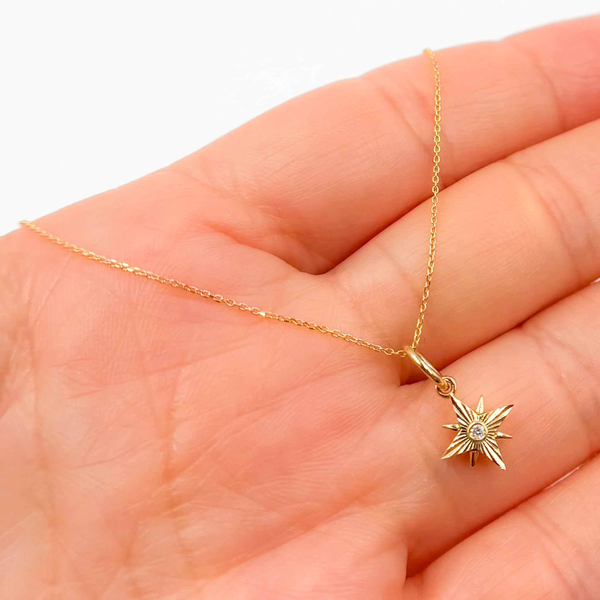 PFA33307. 14K Solid Gold Star Charm with Diamond - Image 2