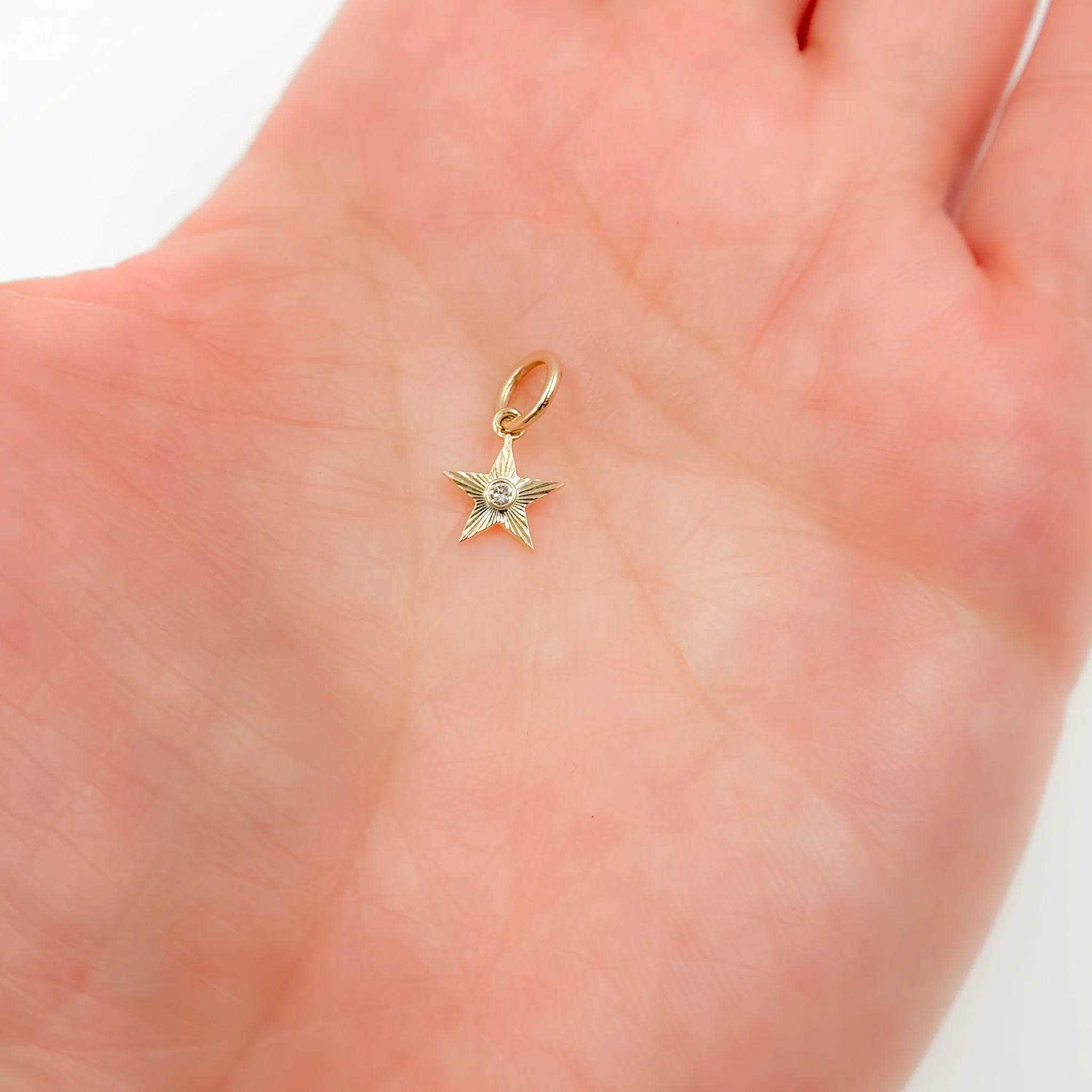 PFA33318. 14K Solid Gold Diamond Star Charm - Image 5