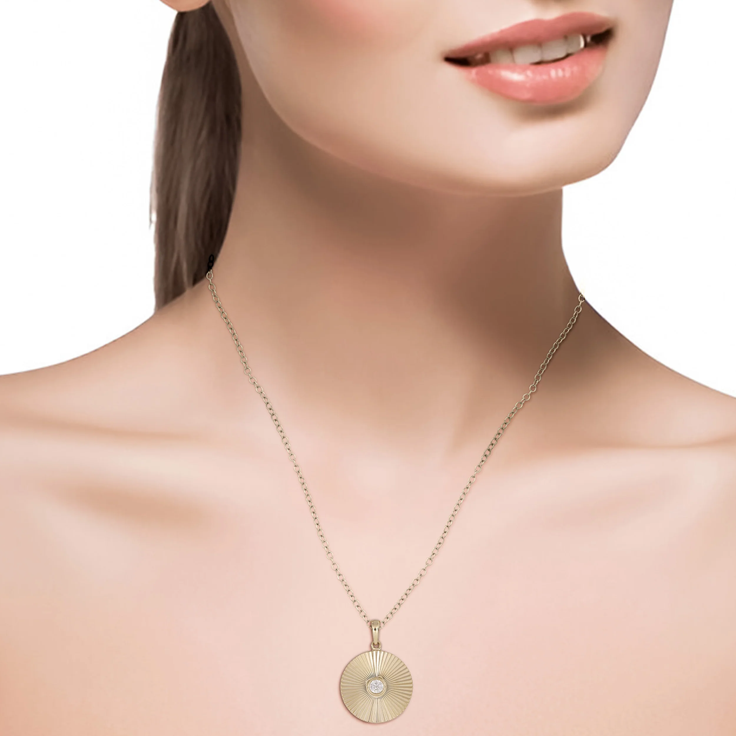 PFB33165. 14K Solid Gold Diamond Necklace - Image 2