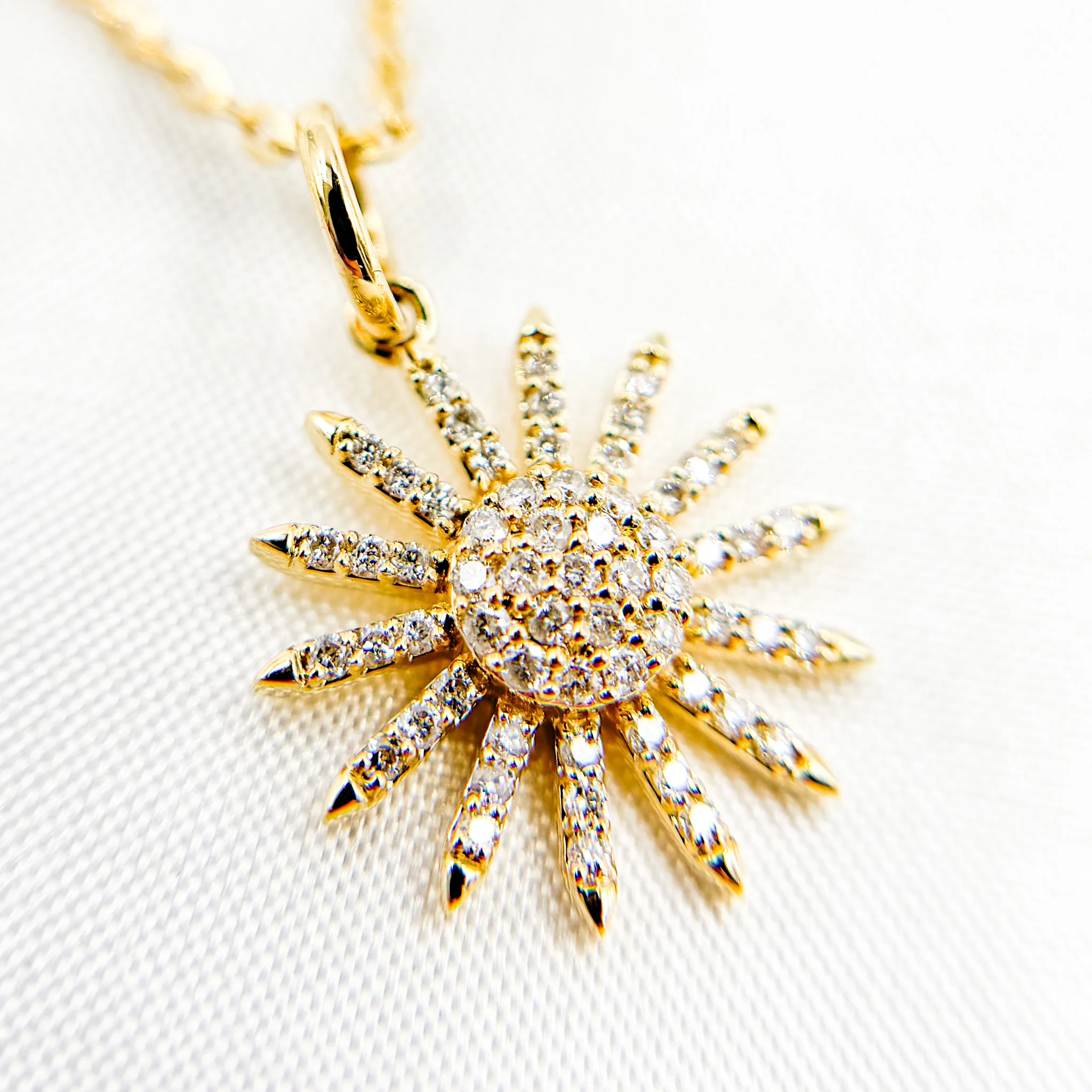 PFE33151. 14K Solid Gold Diamond Sun Necklace - Image 4