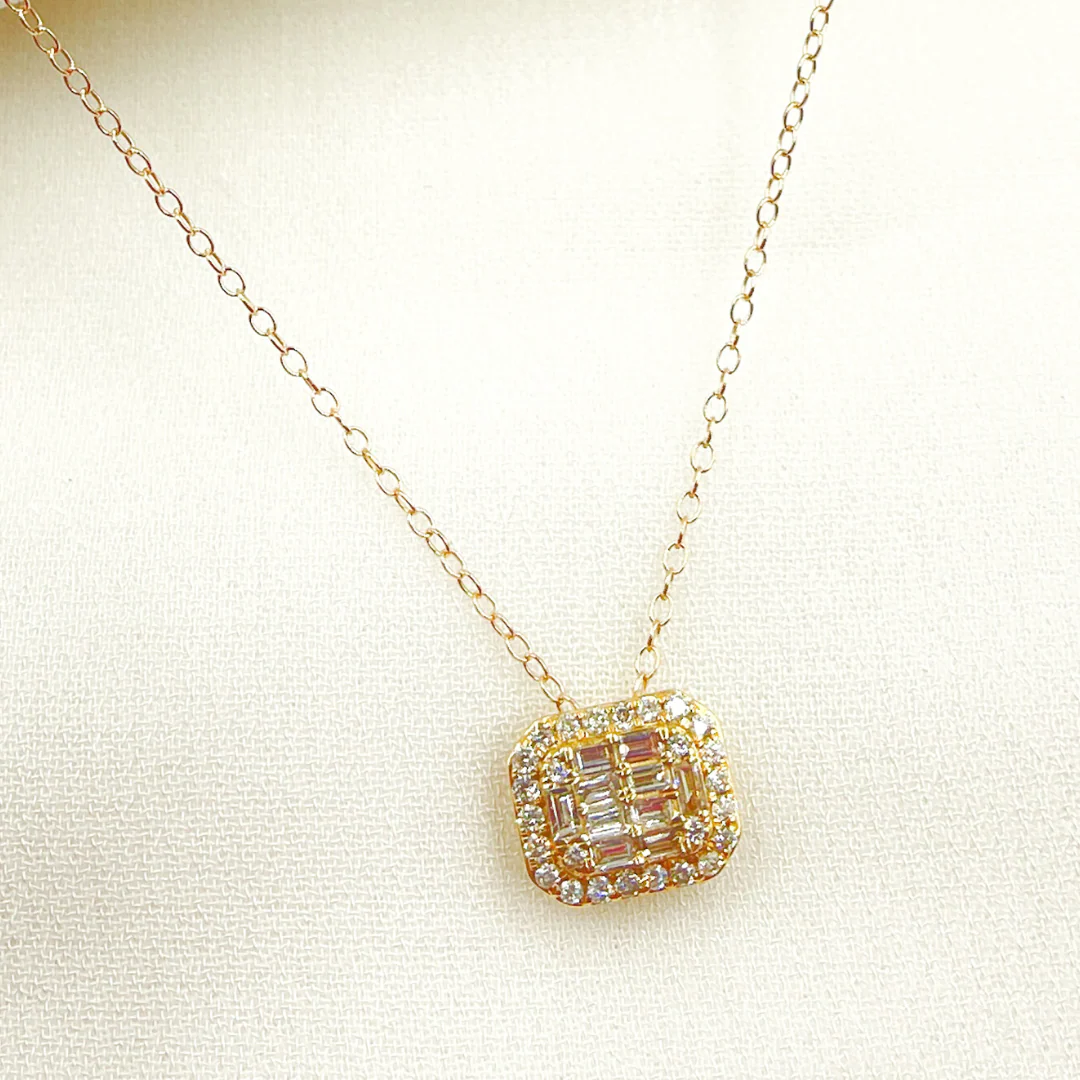 PFF32462. 14k Solid Yellow Gold Cable Link Necklace with Diamonds