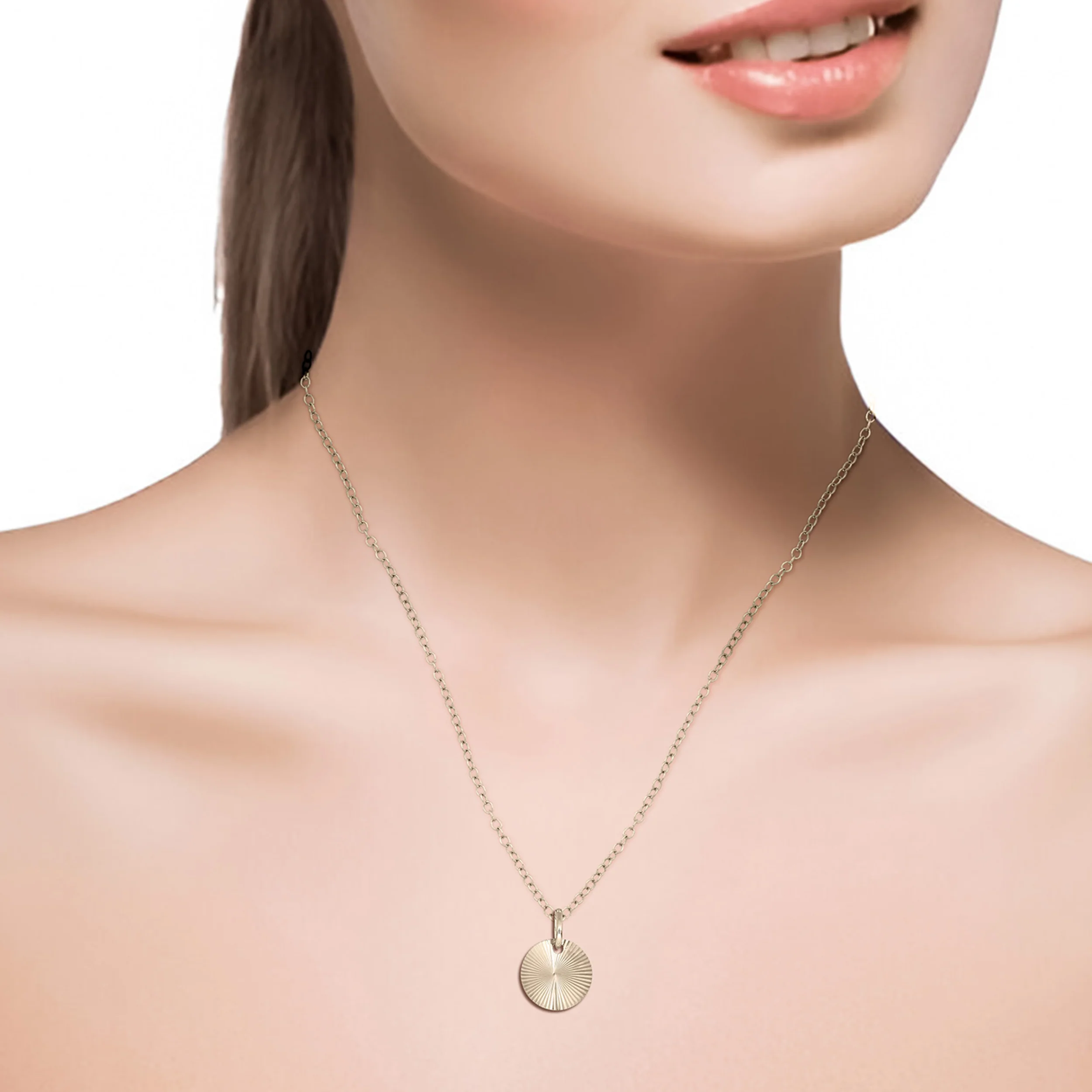 PFZ33168. 14K Solid Gold Circle Necklace - Image 6