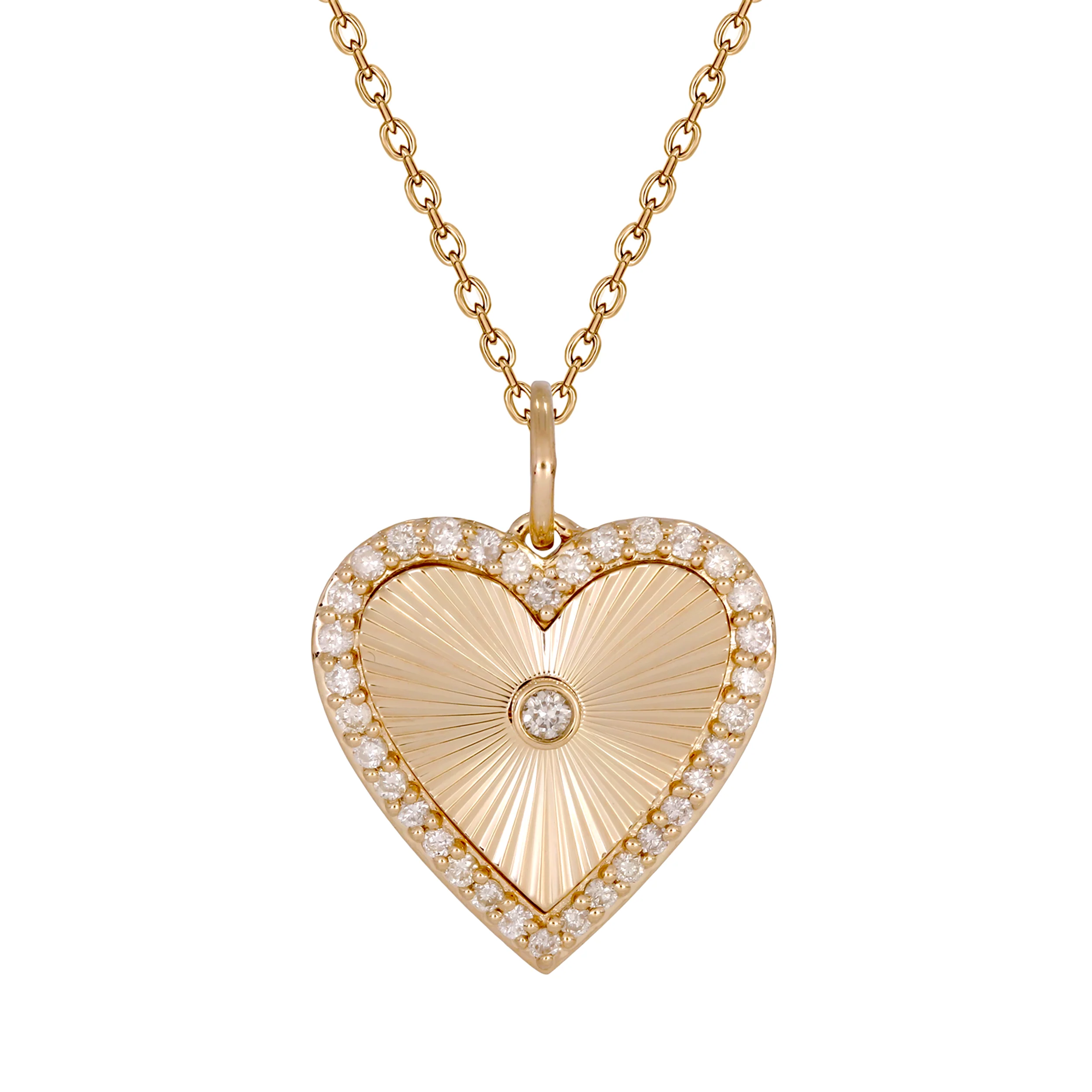 PHD38854. 14K Solid Gold Diamond Heart Shape Necklace