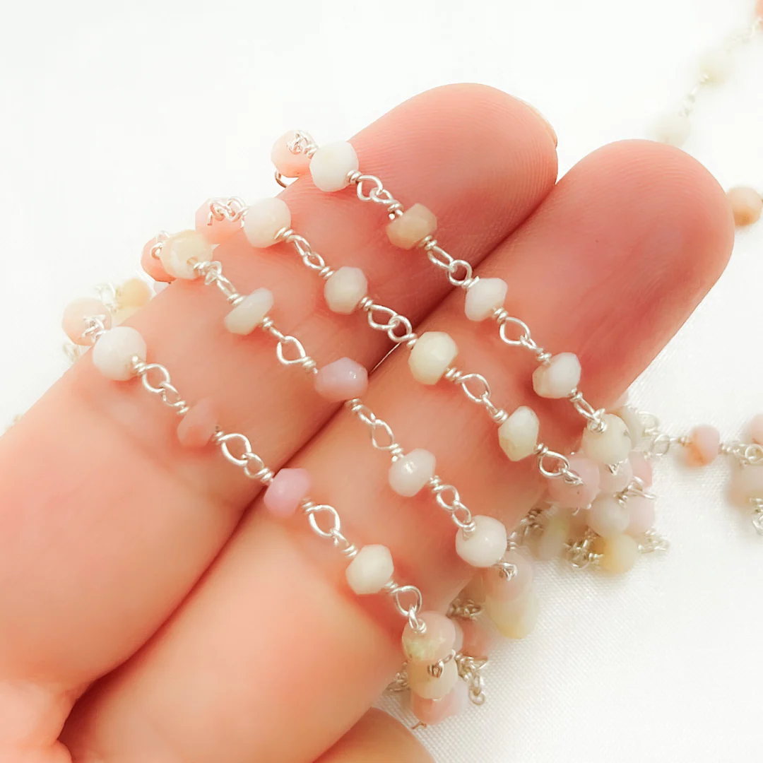 Pink Opal 925 Sterling Silver Wire Chain. POP13 - Image 5