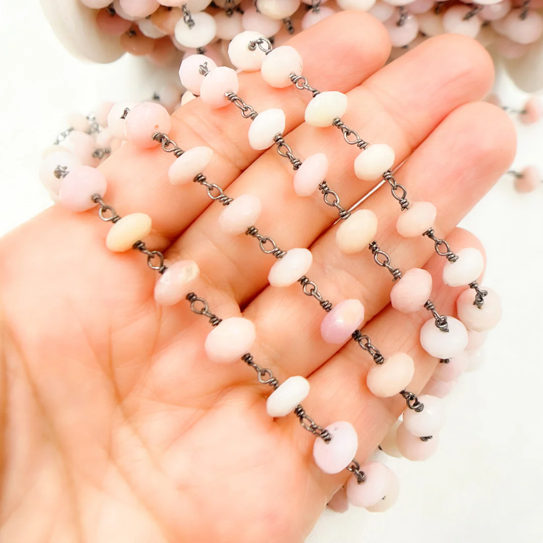 Pink Opal Oxidized Wire Chain. POP9 - Image 3