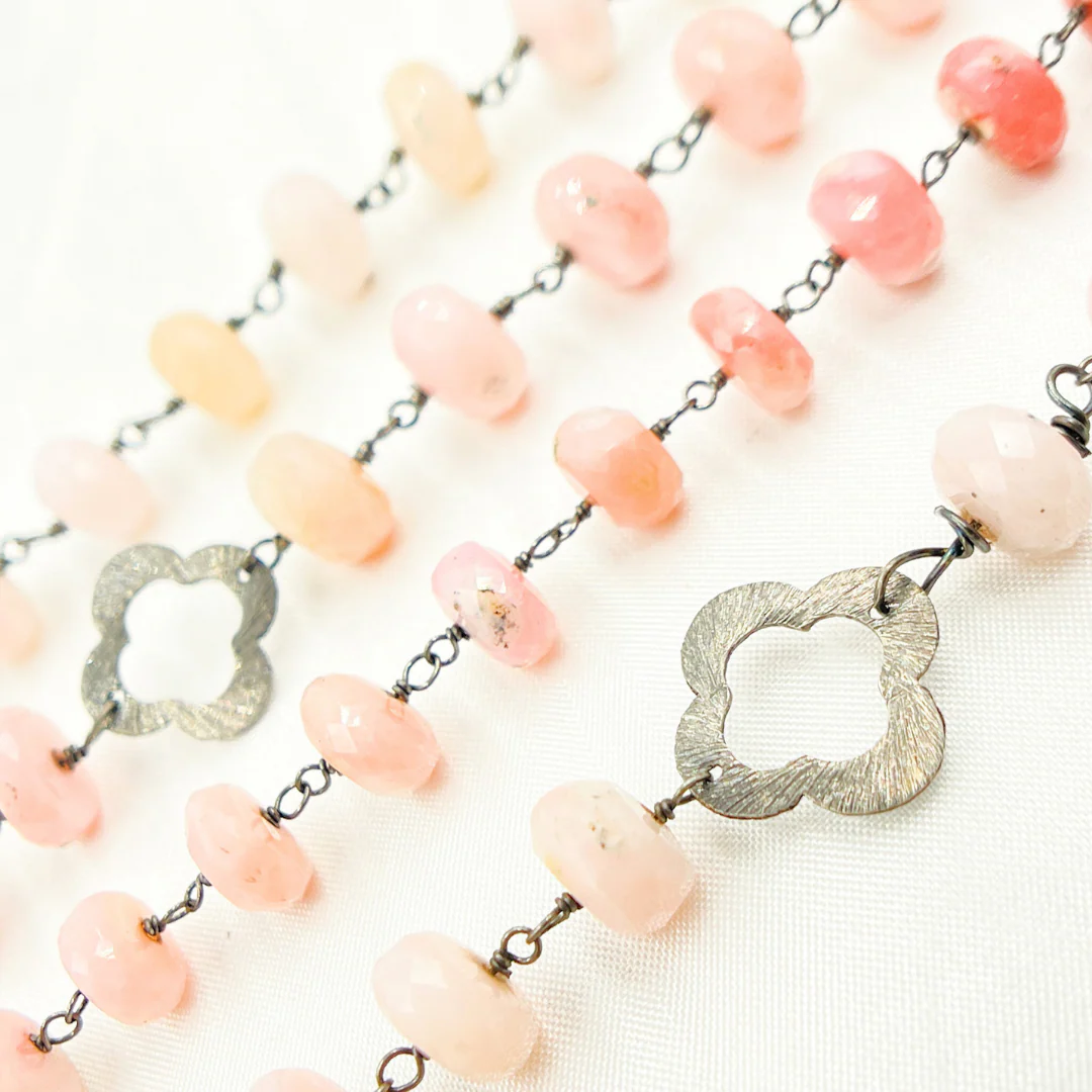 Pink Opal with Marquis Shape Oxidized Wire Chain. POP10 - Image 4