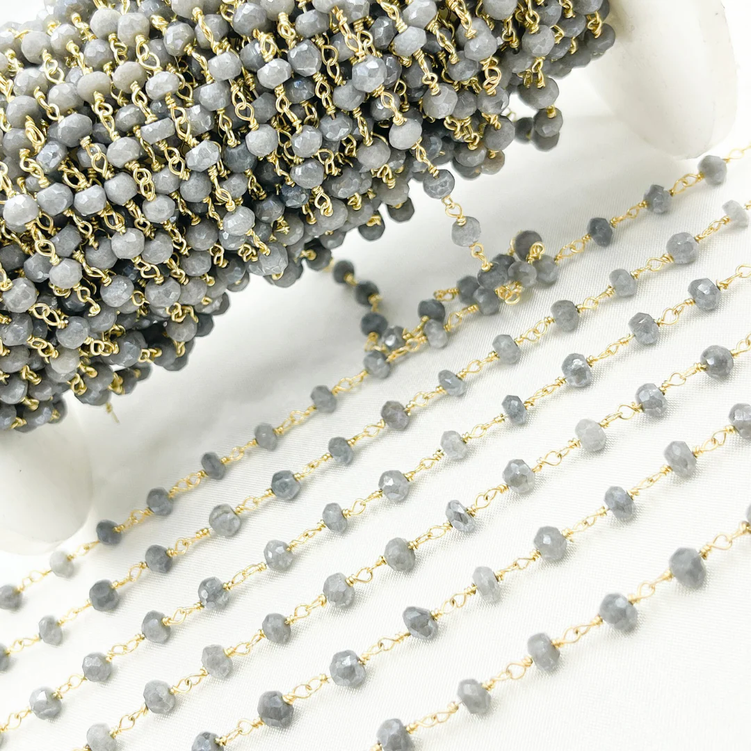 Coated Grey Quartz Gold Plated Wire Chain. CQU16 - Image 4