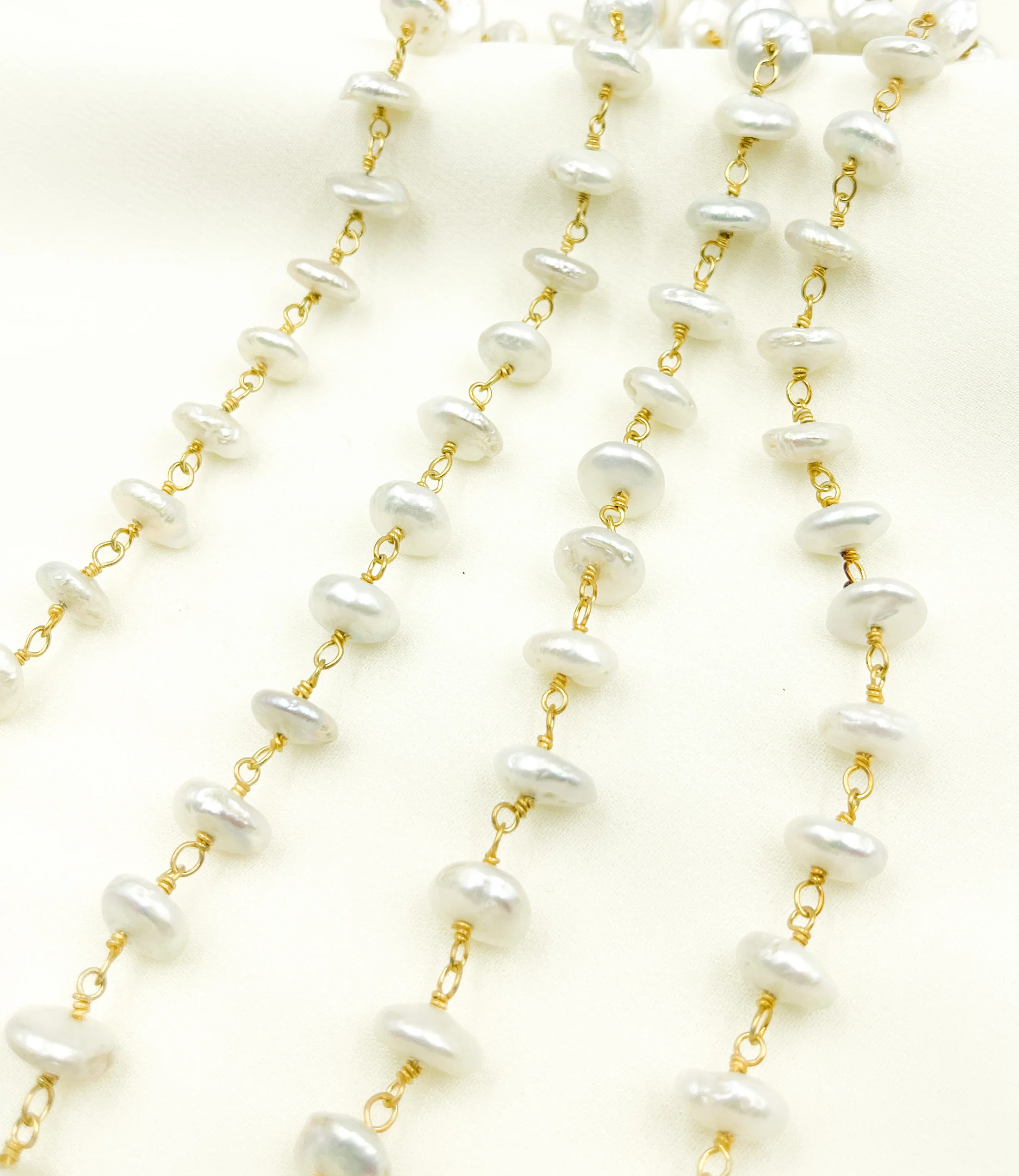PRL23. Organic Freshwater Pearl Wire Wrap Chain - Image 4