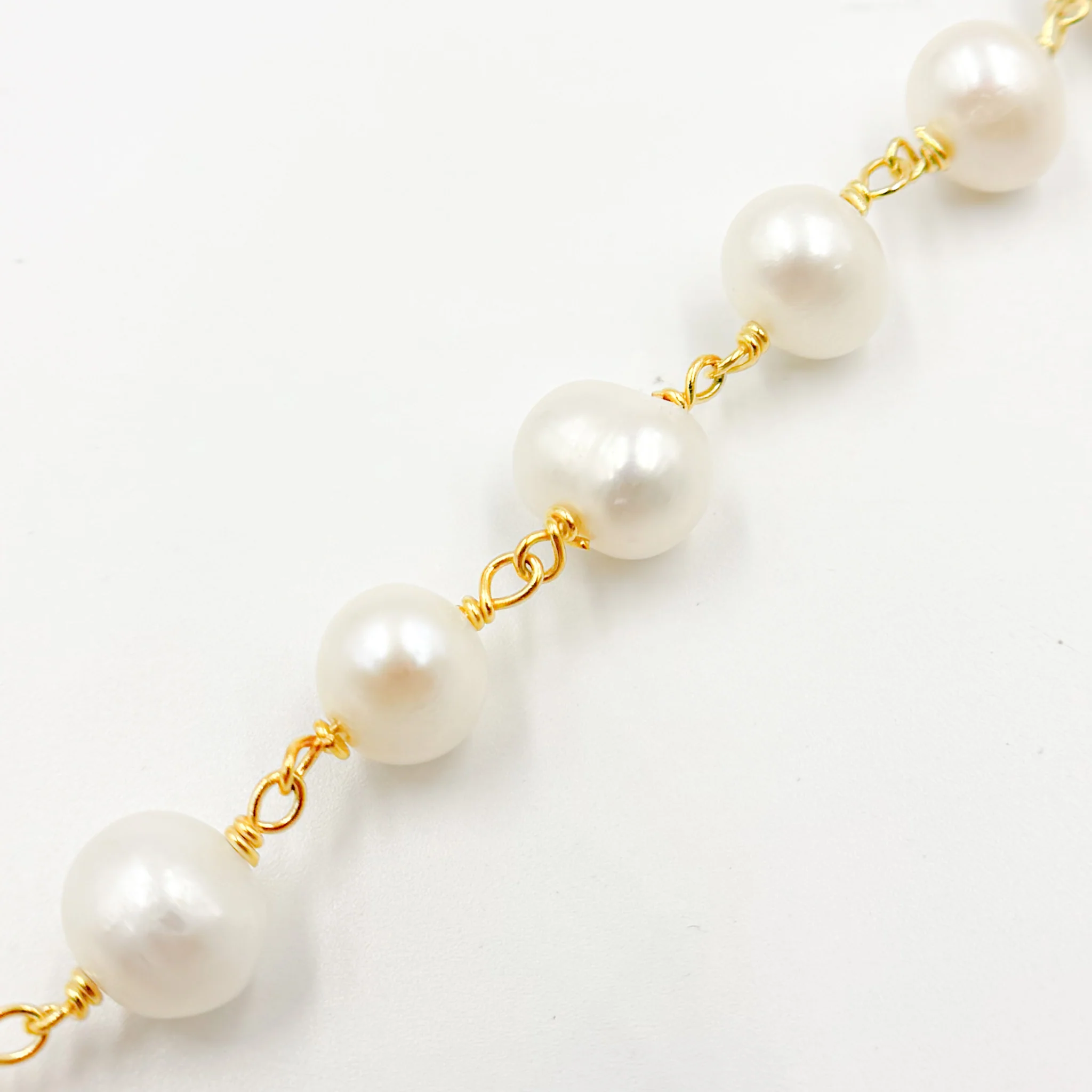 PRL61. Gold Plated Wire Freshwater Pearl Chain - Image 4