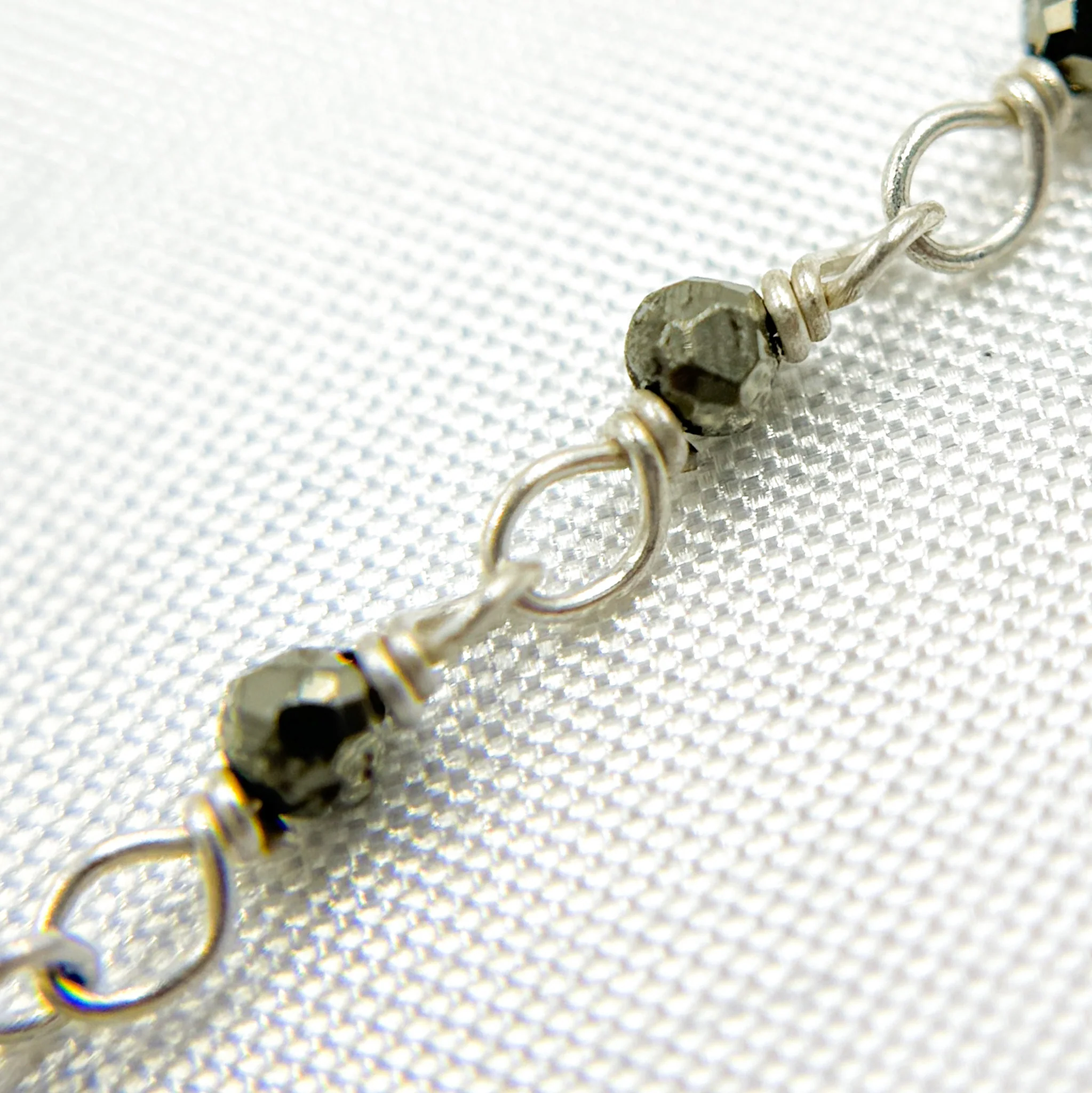 PYR71. Pyrite 925 Sterling Silver Wire Chain - Image 3