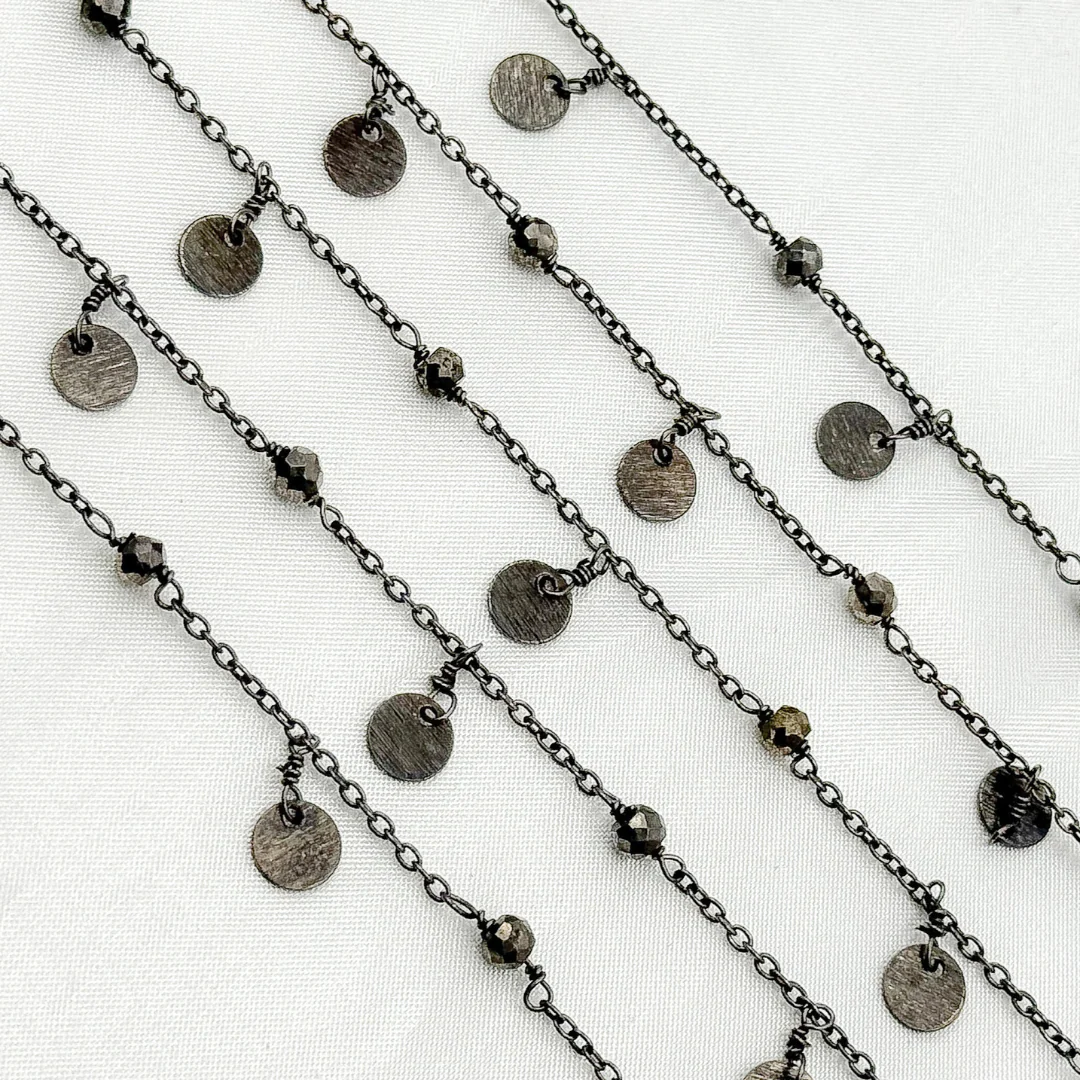 Pyrite and Dangle Disc Oxidized Connected Wire Chain. PYR19 - Image 5