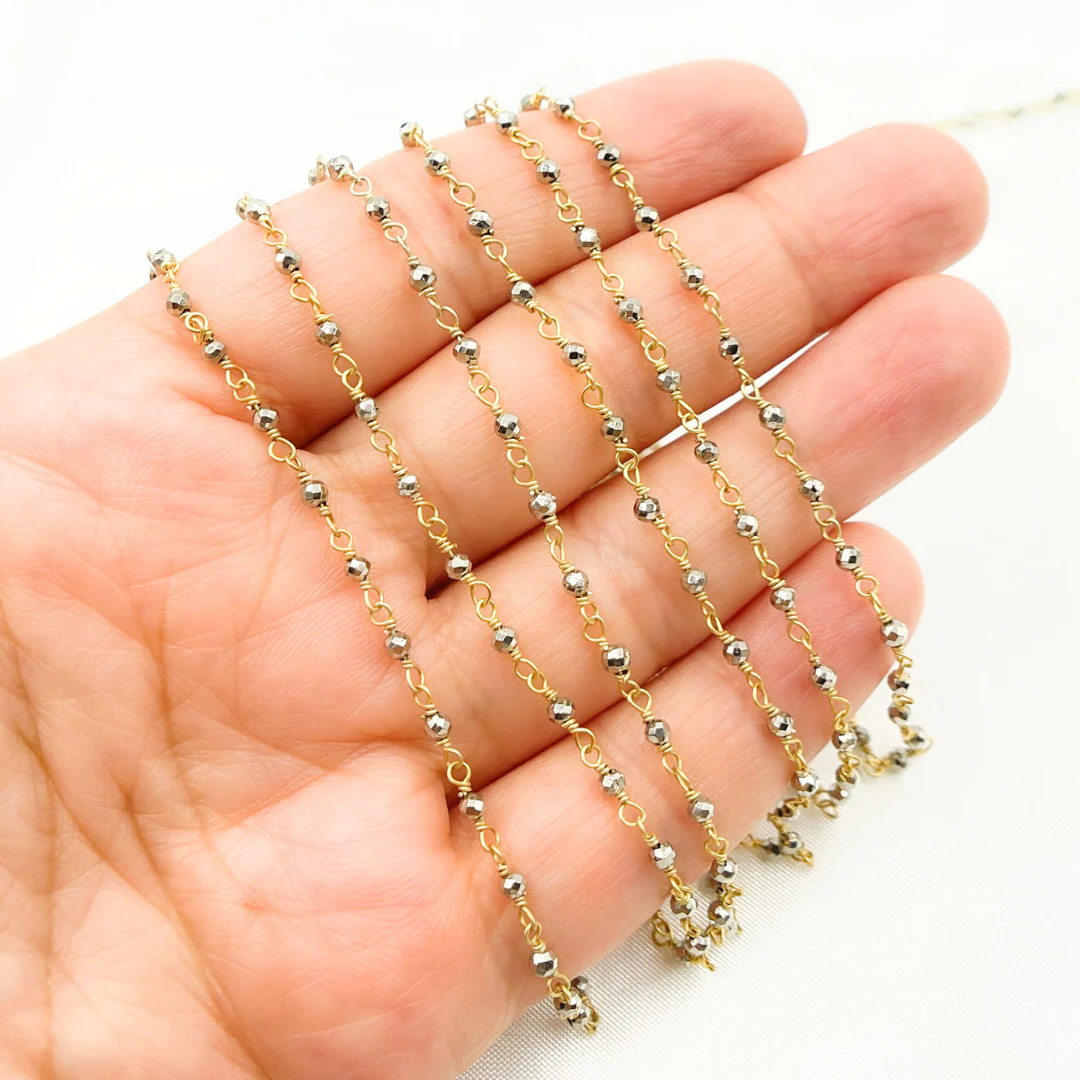 SPY8. Pyrite Gold Plated Wire Wrap Chain - Image 10
