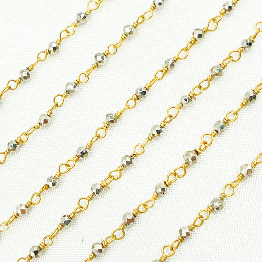 SPY8. Pyrite Gold Plated Wire Wrap Chain - Image 3