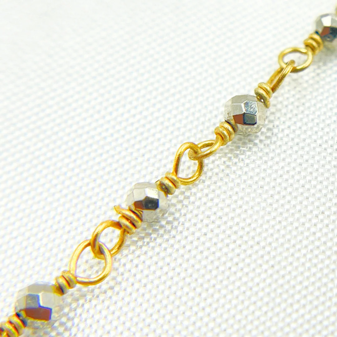 SPY8. Pyrite Gold Plated Wire Wrap Chain - Image 5