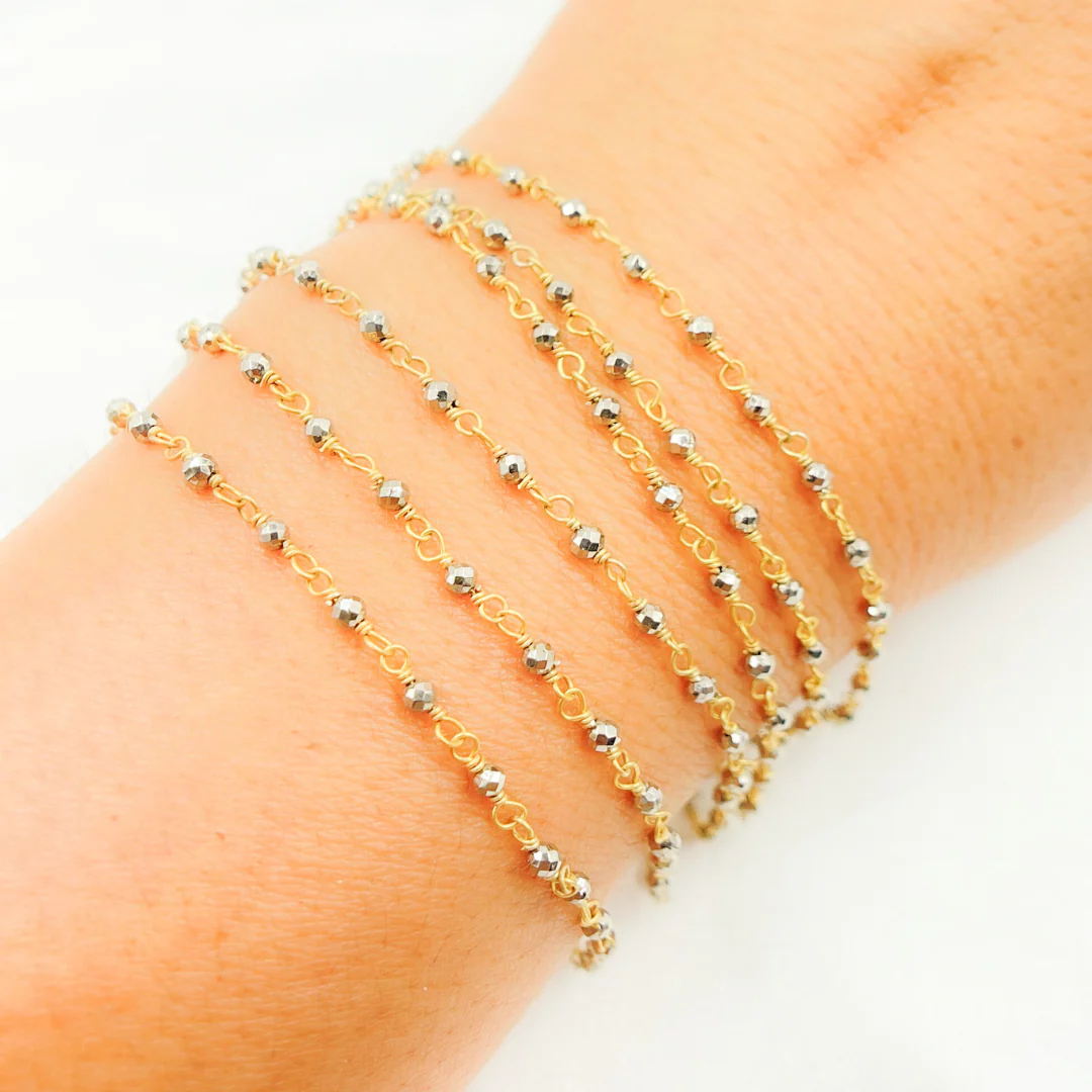SPY8. Pyrite Gold Plated Wire Wrap Chain - Image 6