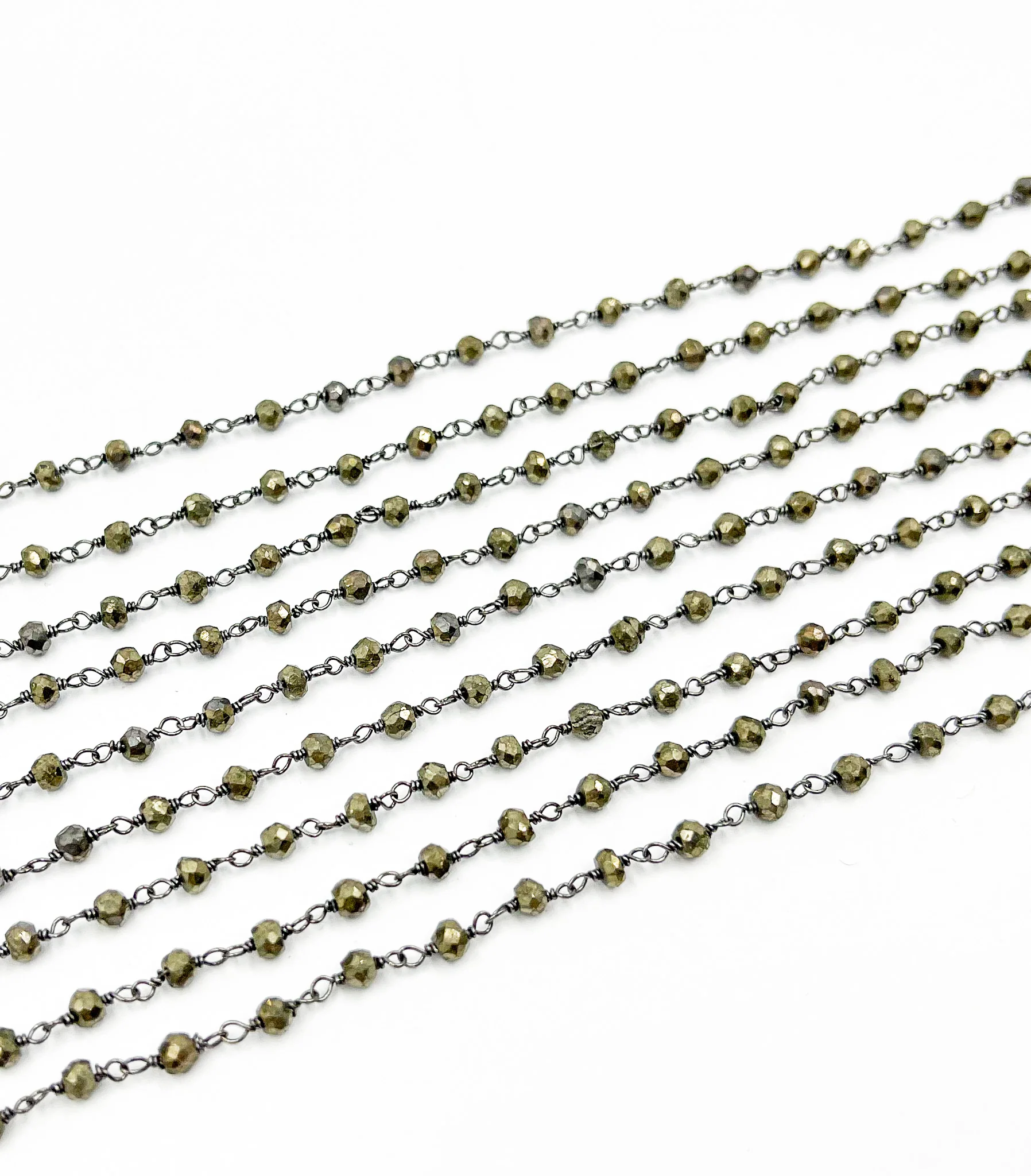 Pyrite Wire Wrap 925 Sterling Silver Wire Chain. PYR4 - Image 2