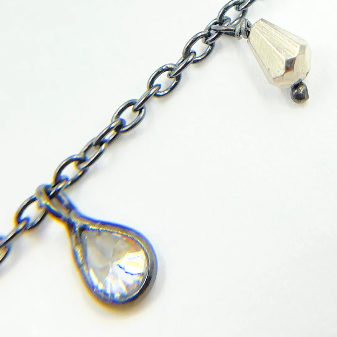 Pyrite with CZ Oxidized Wire Wrap Chain. PYR9 - Image 3