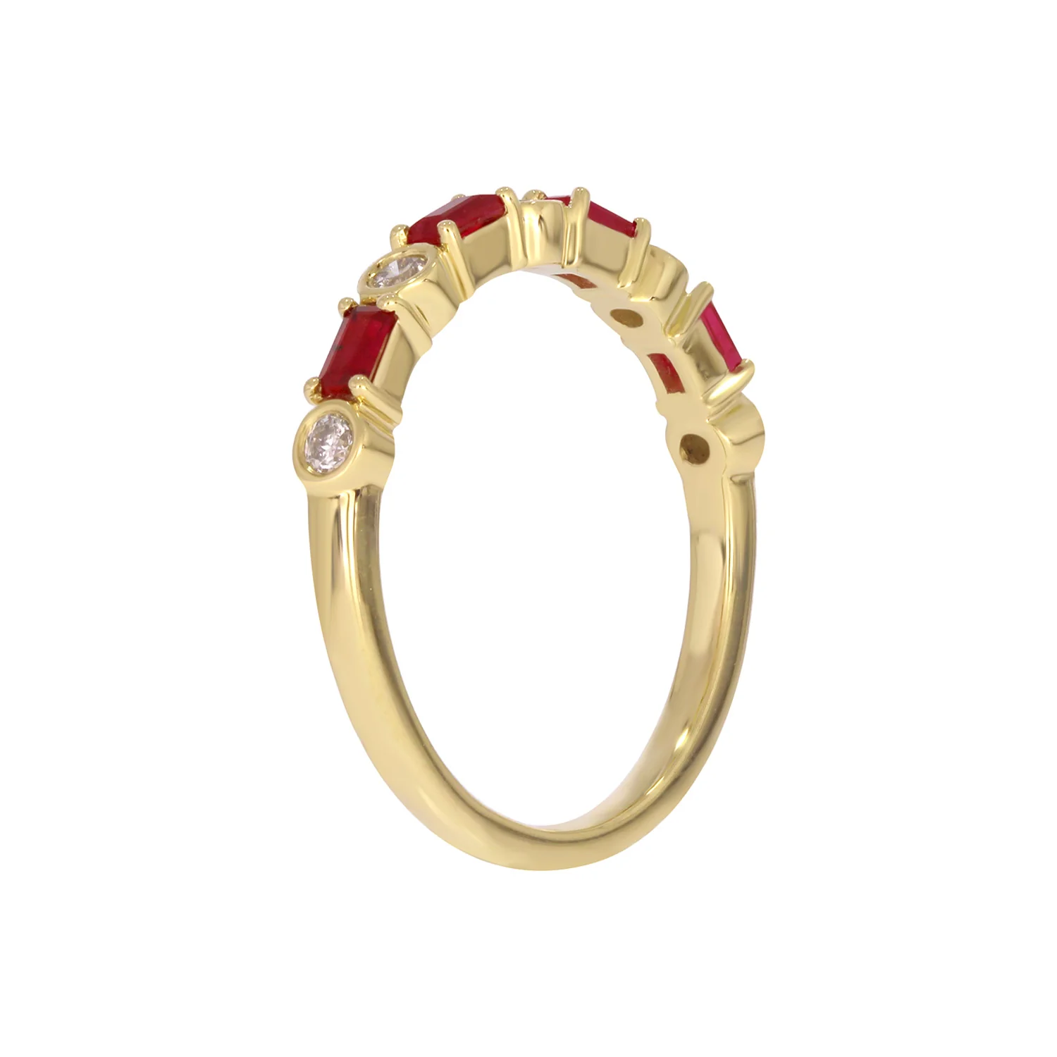 RAB01631RU. 14K Solid Yellow Gold Diamond and Ruby Band Ring - Image 3