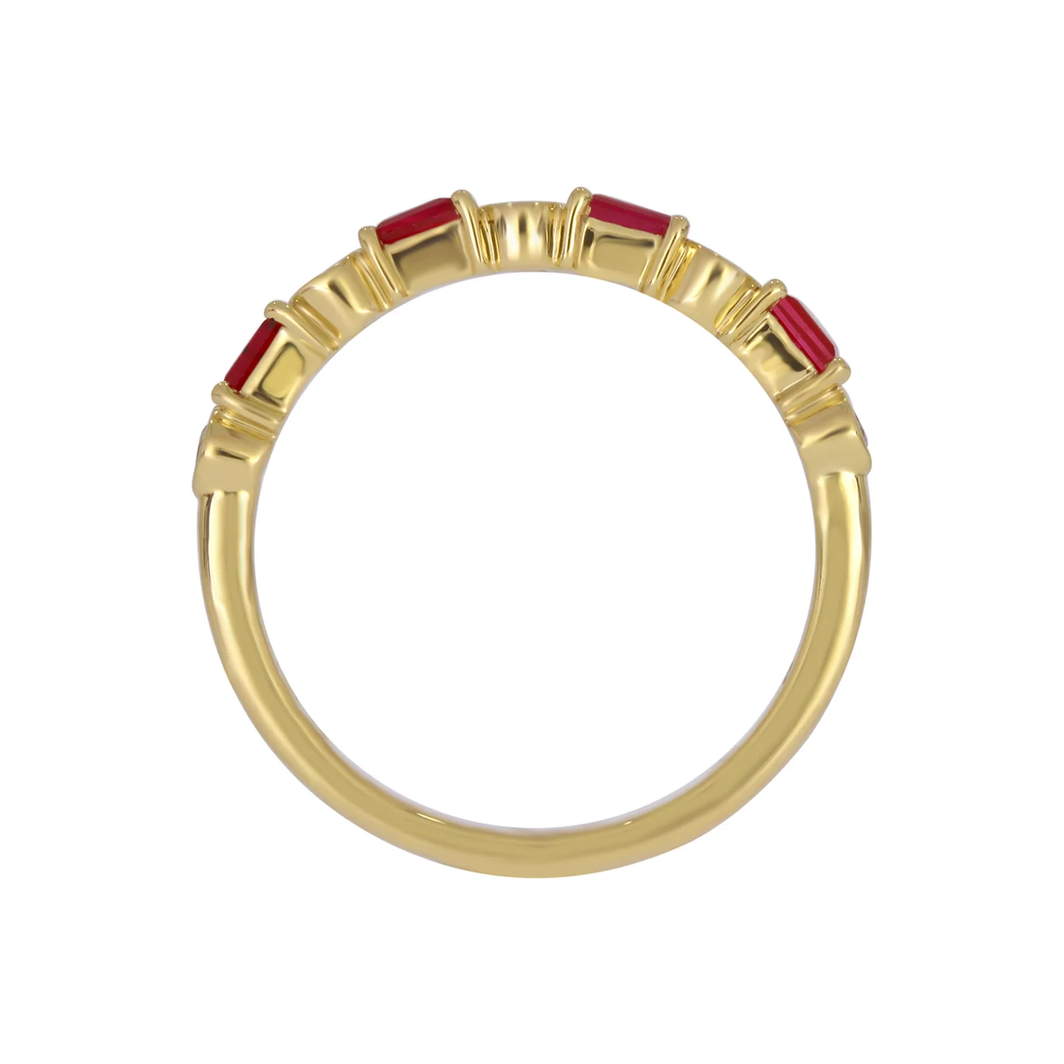 RAB01631RU. 14K Solid Yellow Gold Diamond and Ruby Band Ring - Image 4