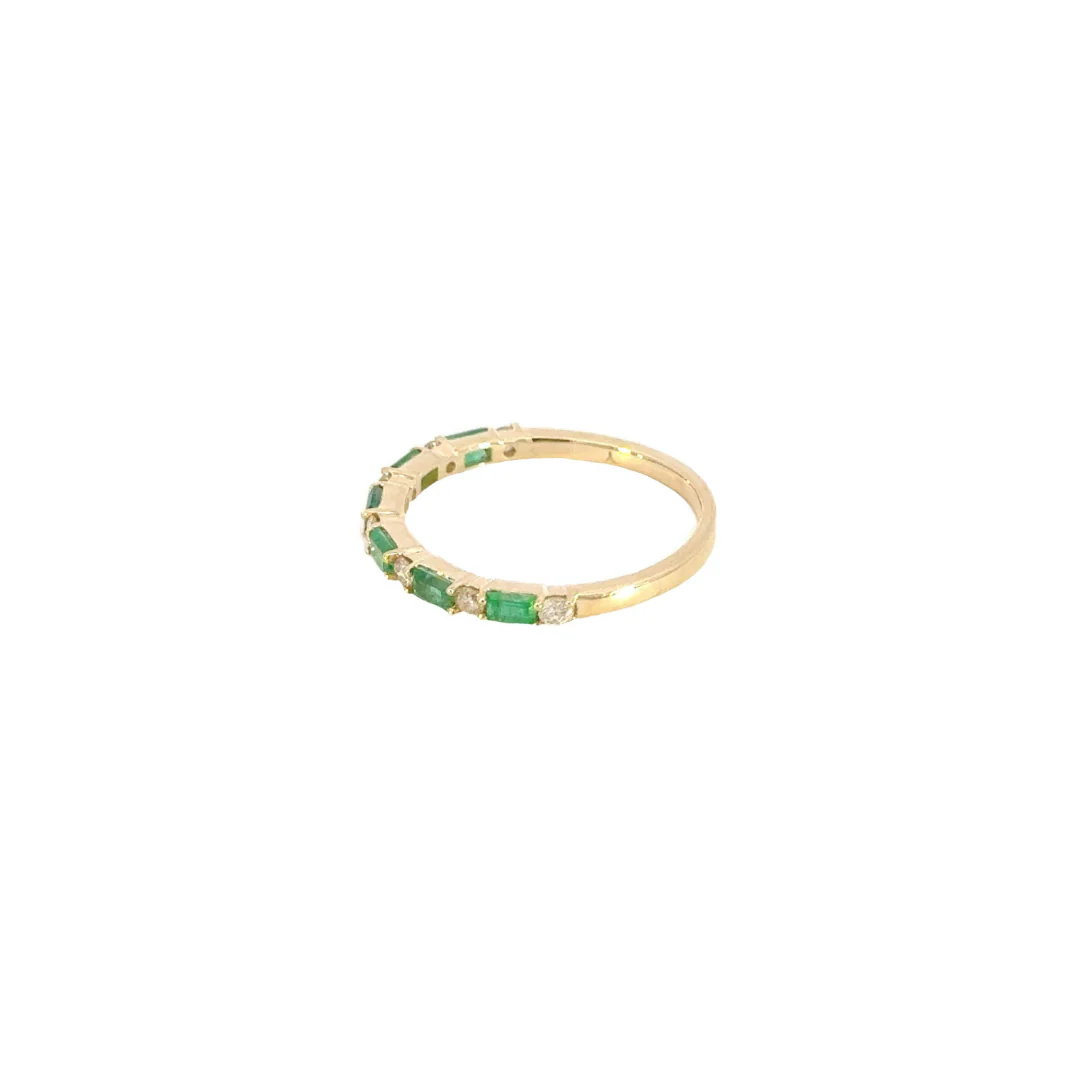 14k Solid Gold Diamond and Emerald Half Eternity Ring. RAB01632EM - Image 5