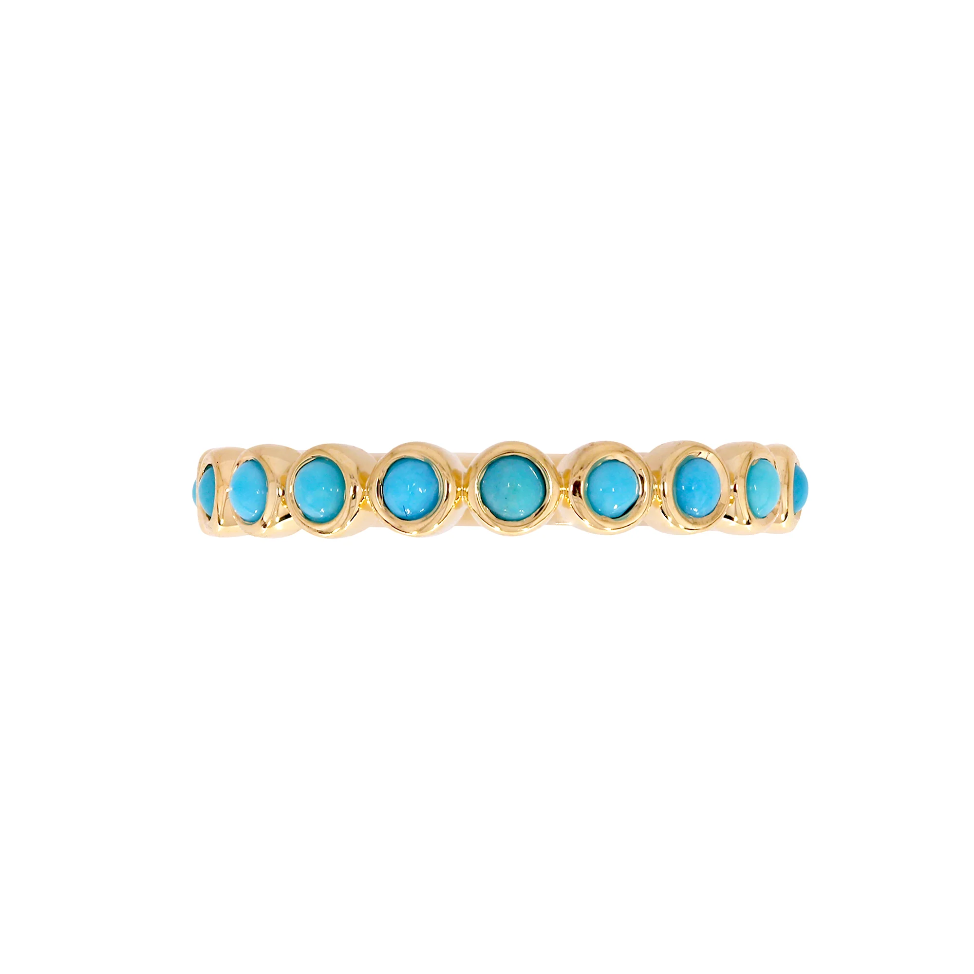 RAG01083TQ. 14K Solid Gold Turquoise Band Ring - Image 2