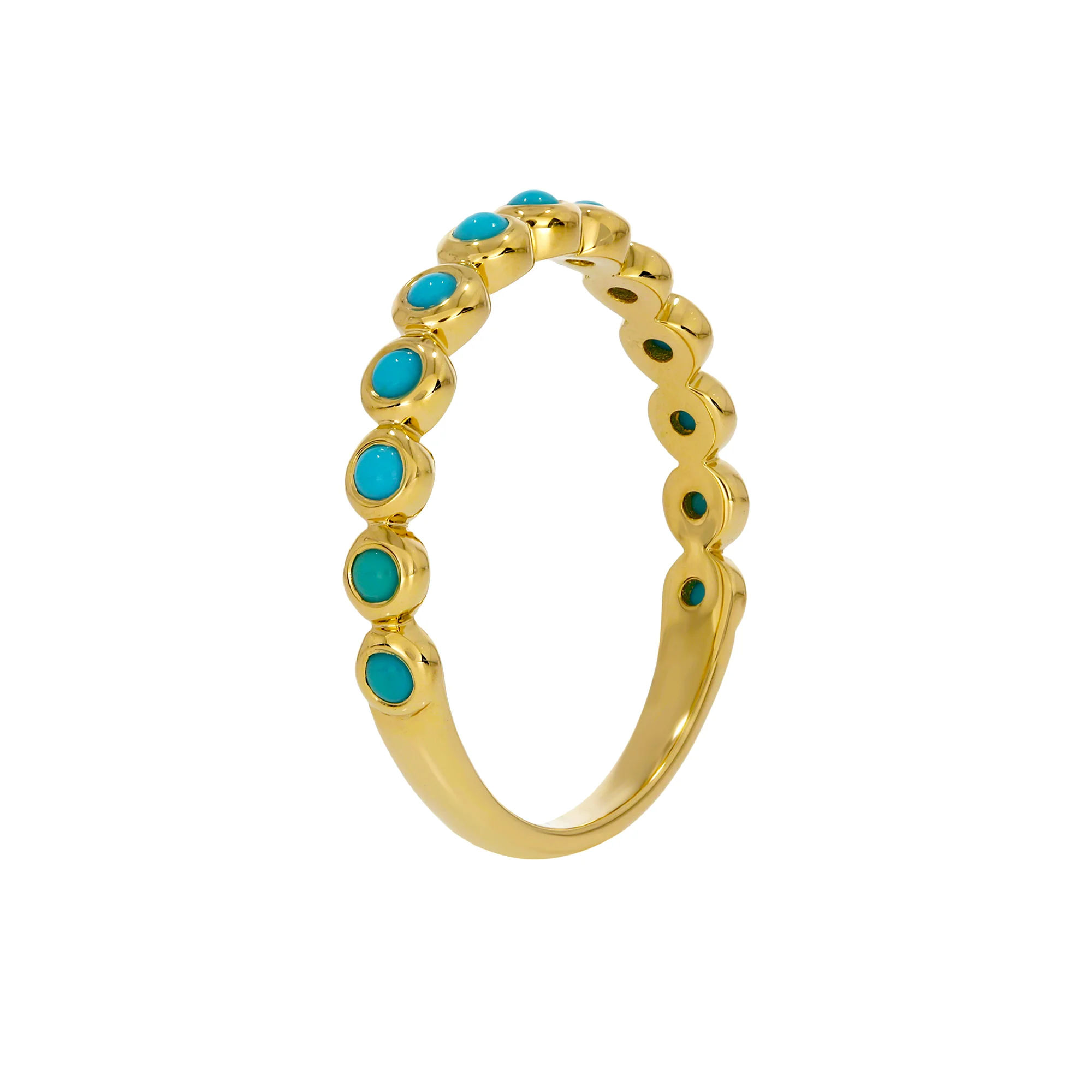 RAG01083TQ. 14K Solid Gold Turquoise Band Ring - Image 4