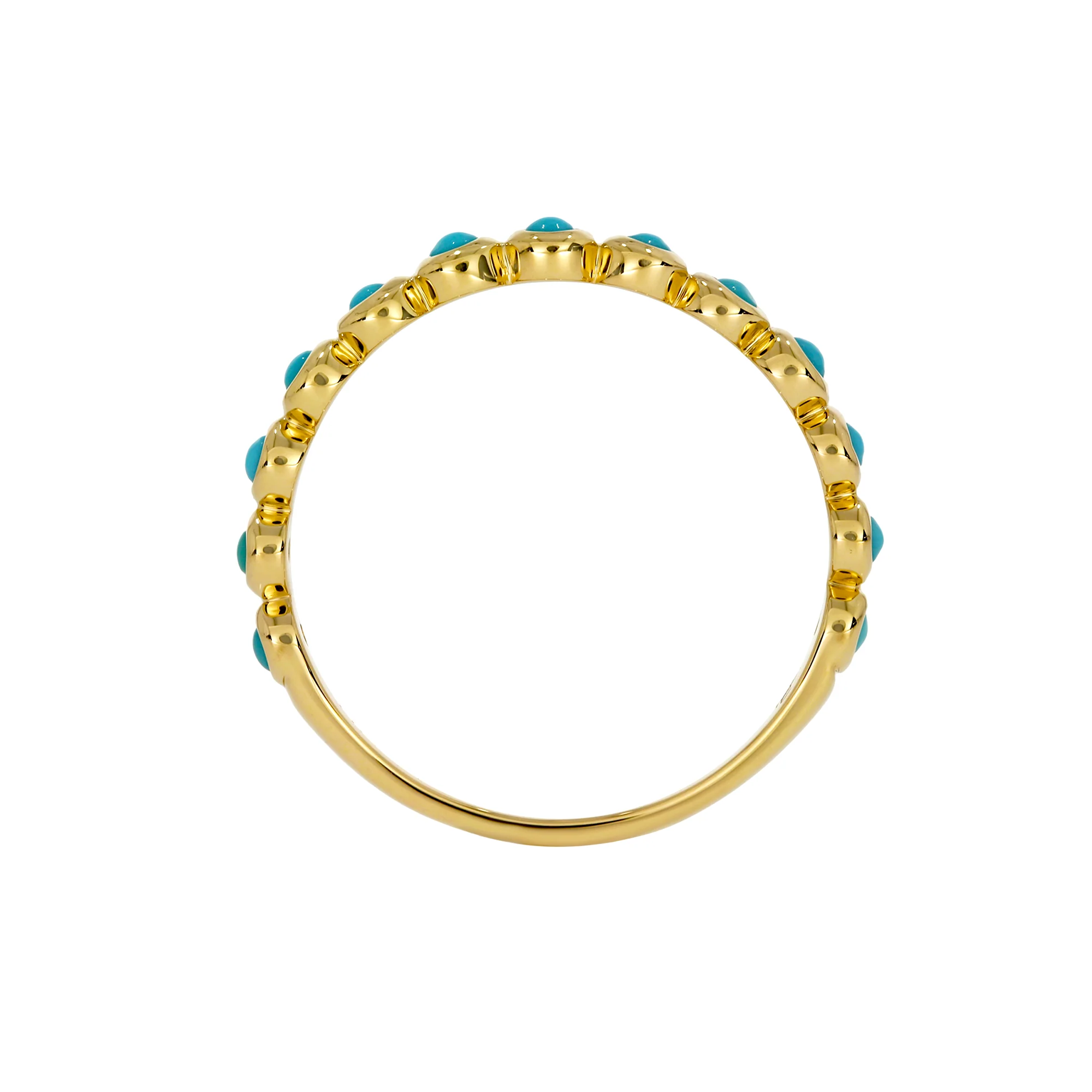 RAG01083TQ. 14K Solid Gold Turquoise Band Ring - Image 5
