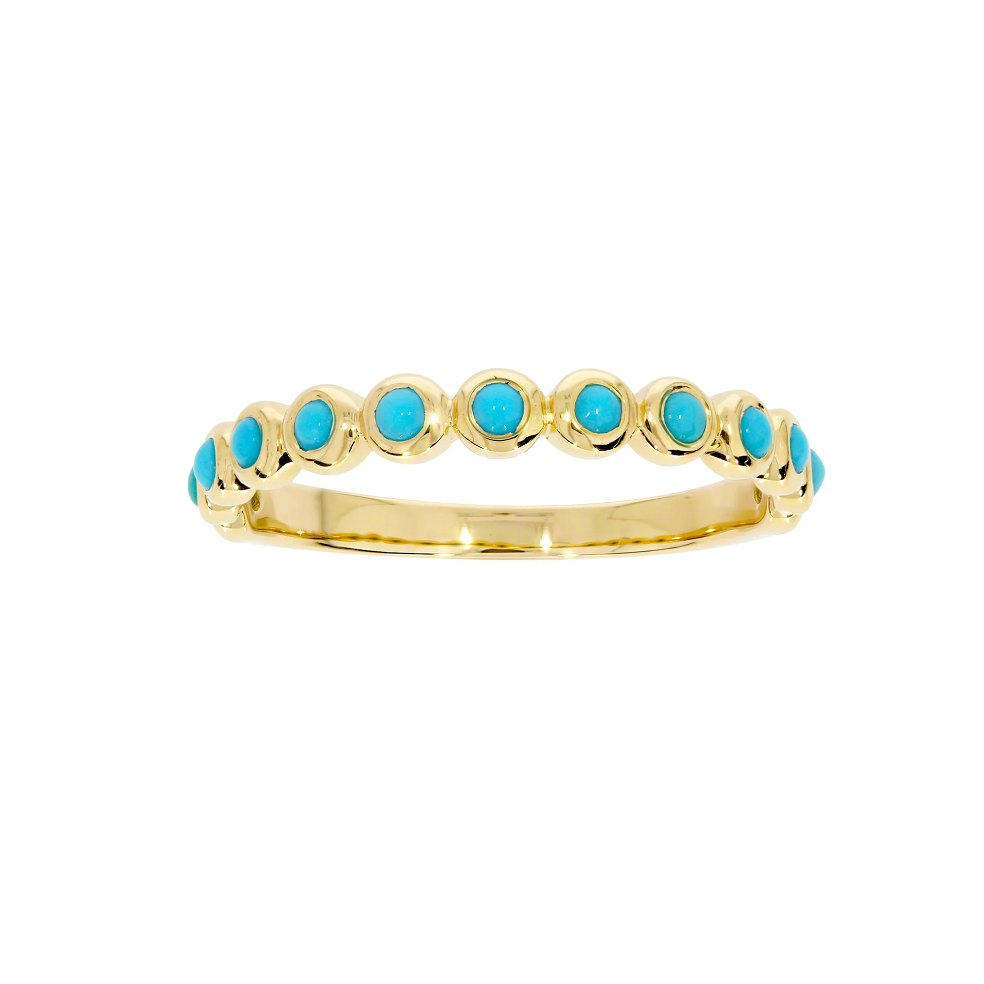 RAG01083TQ. 14K Solid Gold Turquoise Band Ring - Image 6