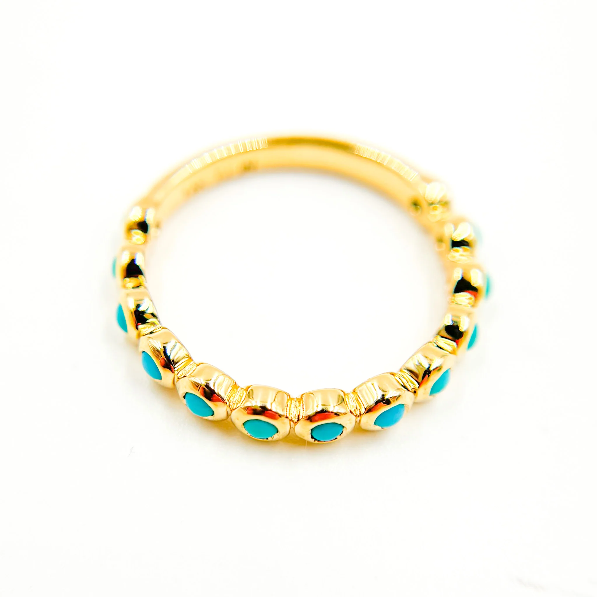 RAG01083TQ. 14K Solid Gold Turquoise Band Ring - Image 8