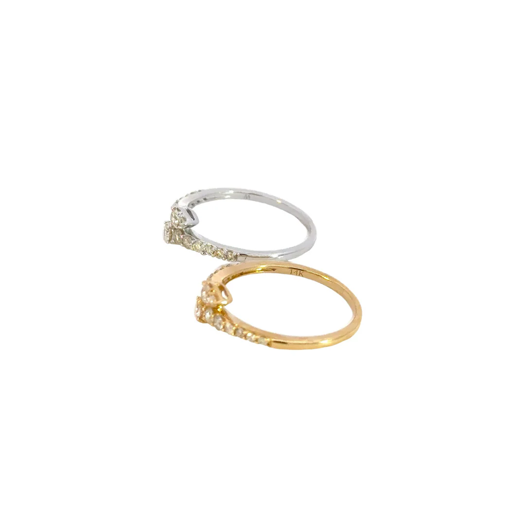 RAH01078. 14k Solid Gold Double Line Diamond Ring - Image 8