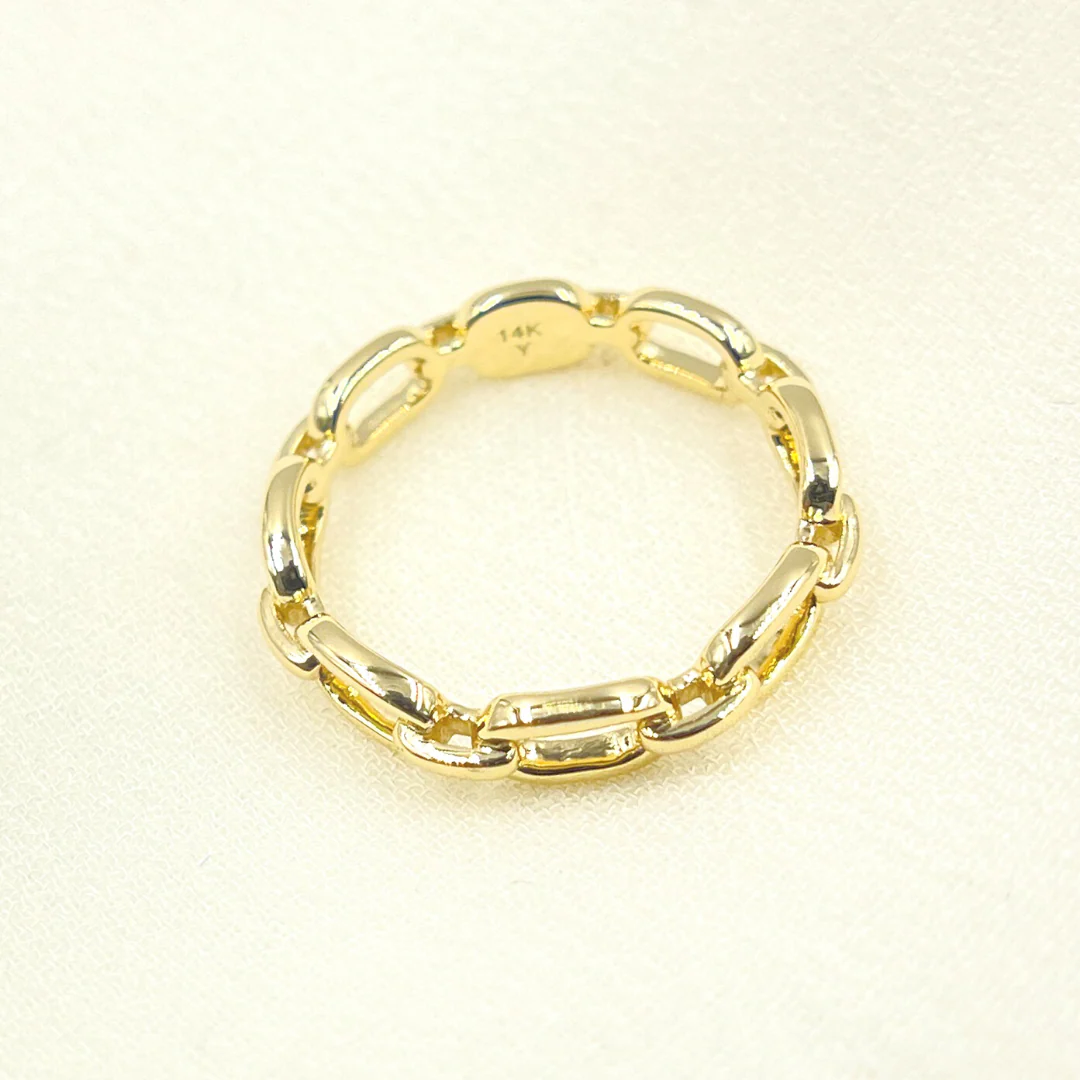 RAZ01409. 14K Solid Yellow Gold Chain Link Ring - Image 6