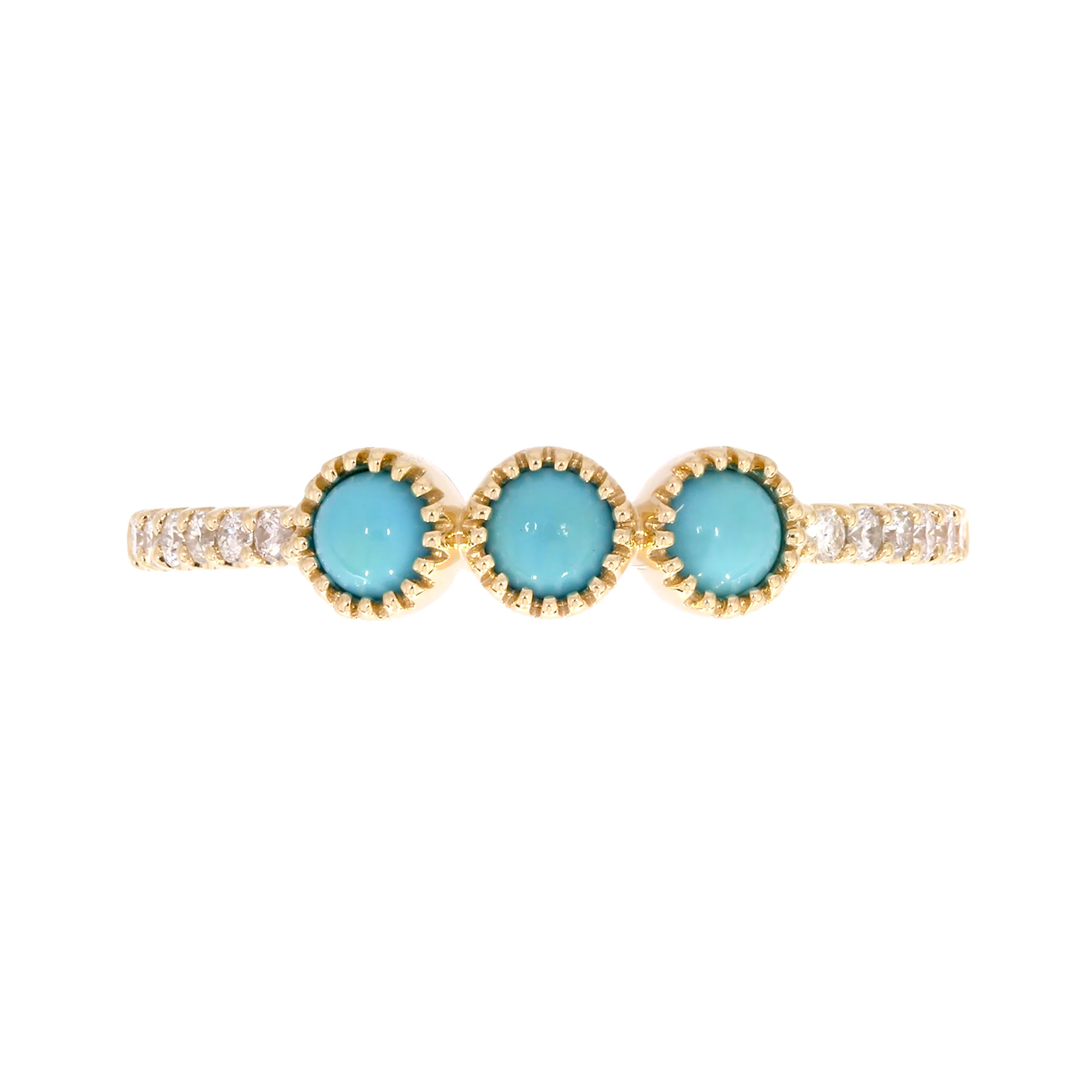 RAZ02178TQ. 14K Solid Gold Turquoise Band Ring - Image 4