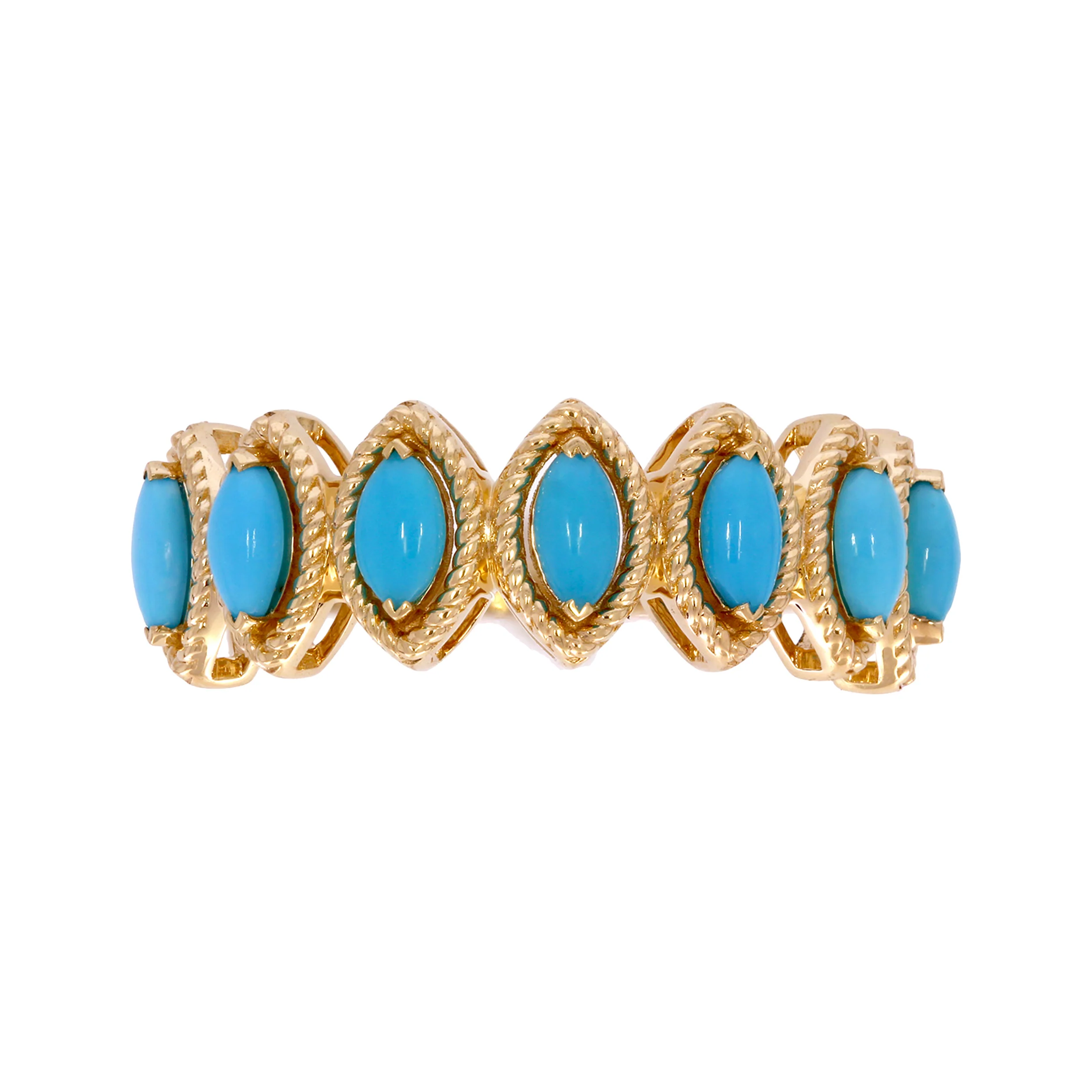 RAZ02180TQ. 14K Solid Gold Turquoise Gemstone Ring - Image 7