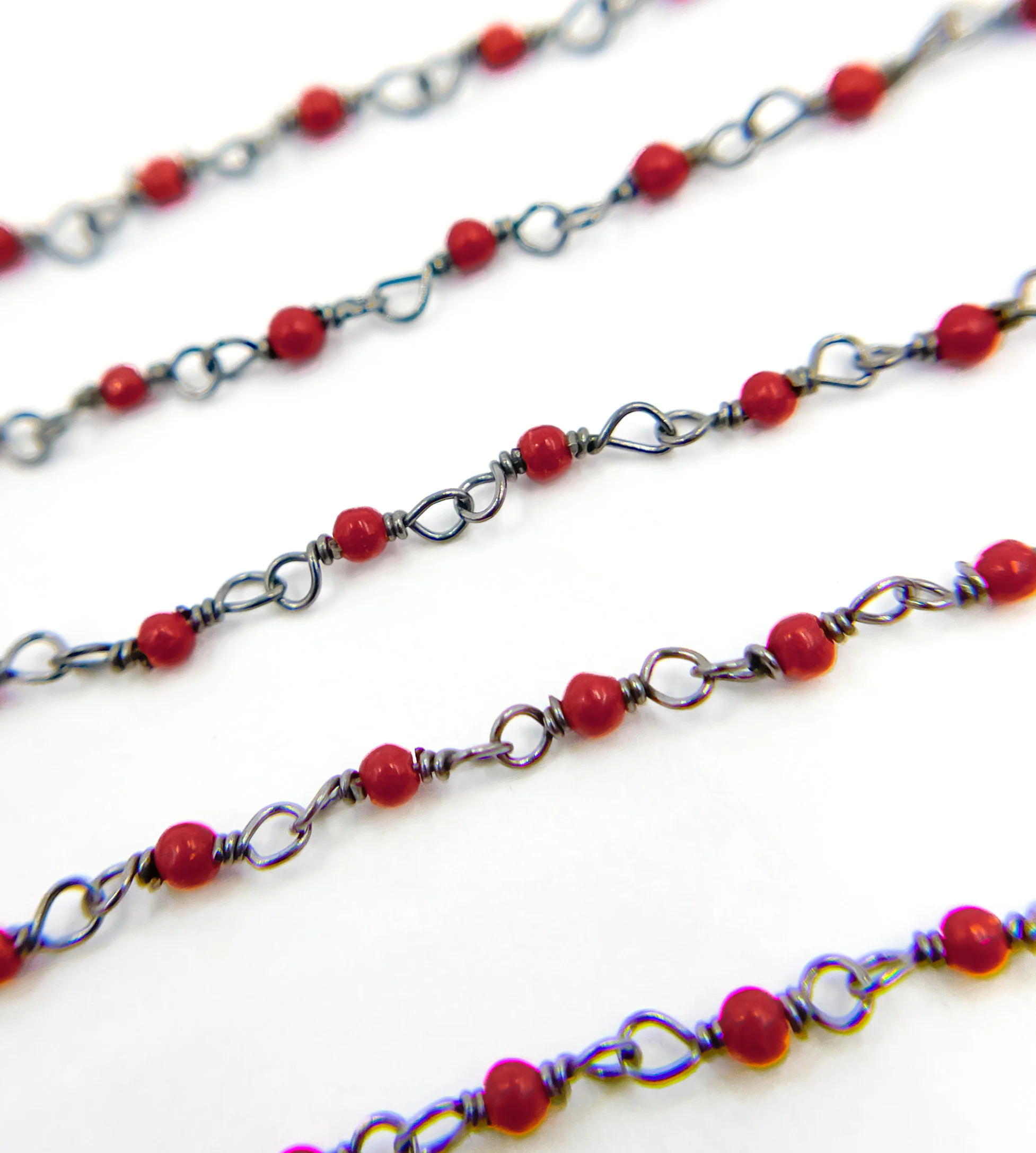 Red Coral Wire Wrap Chain. COR6 - Image 4