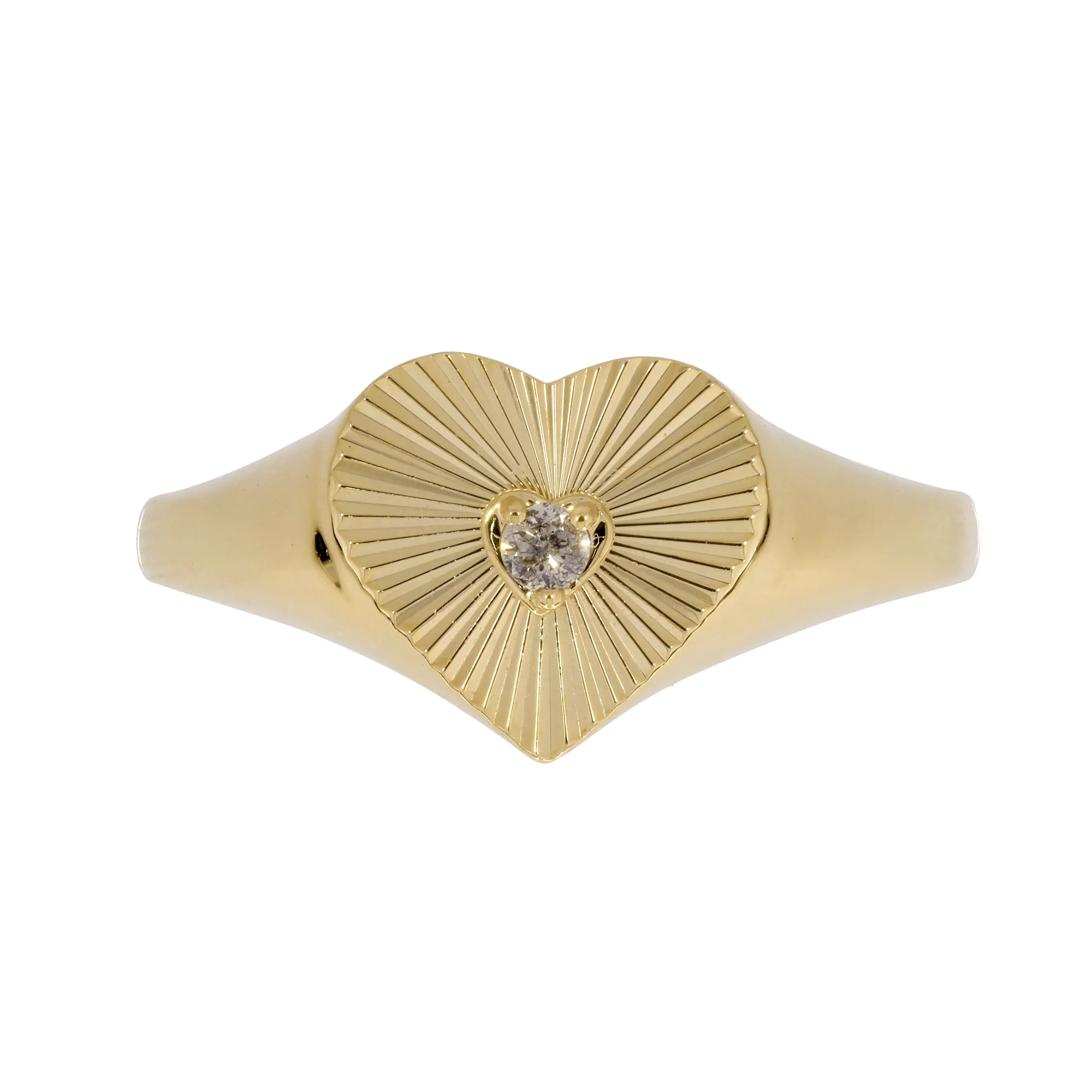 RFA18839. 14K Solid Yellow Gold Diamond Heart Ring - Image 2