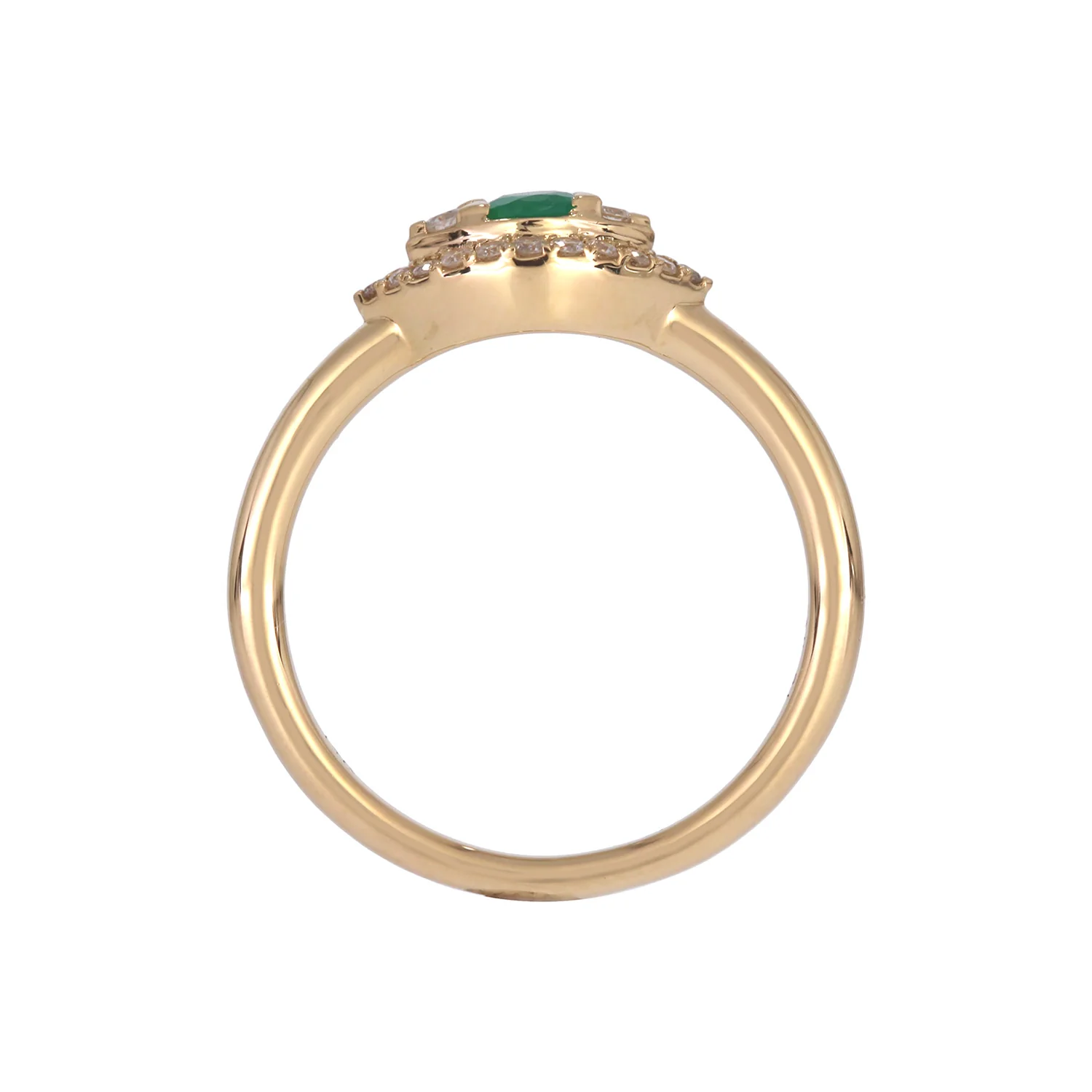RFB17775EM. 14k Solid Gold Diamond and Emerald Eye Ring - Image 3