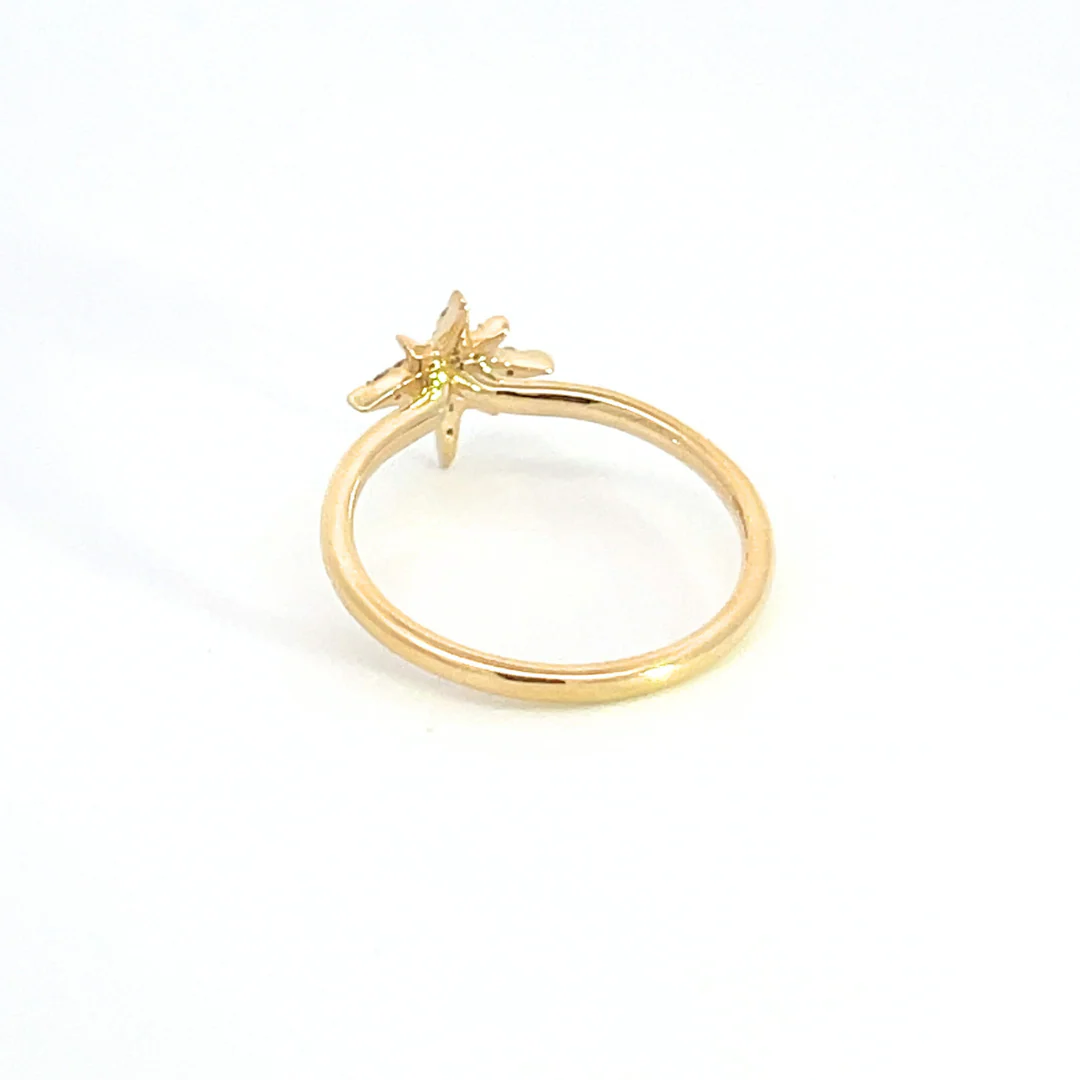 RFB17979. 14k Solid Yellow Gold Diamond Star Ring - Image 2