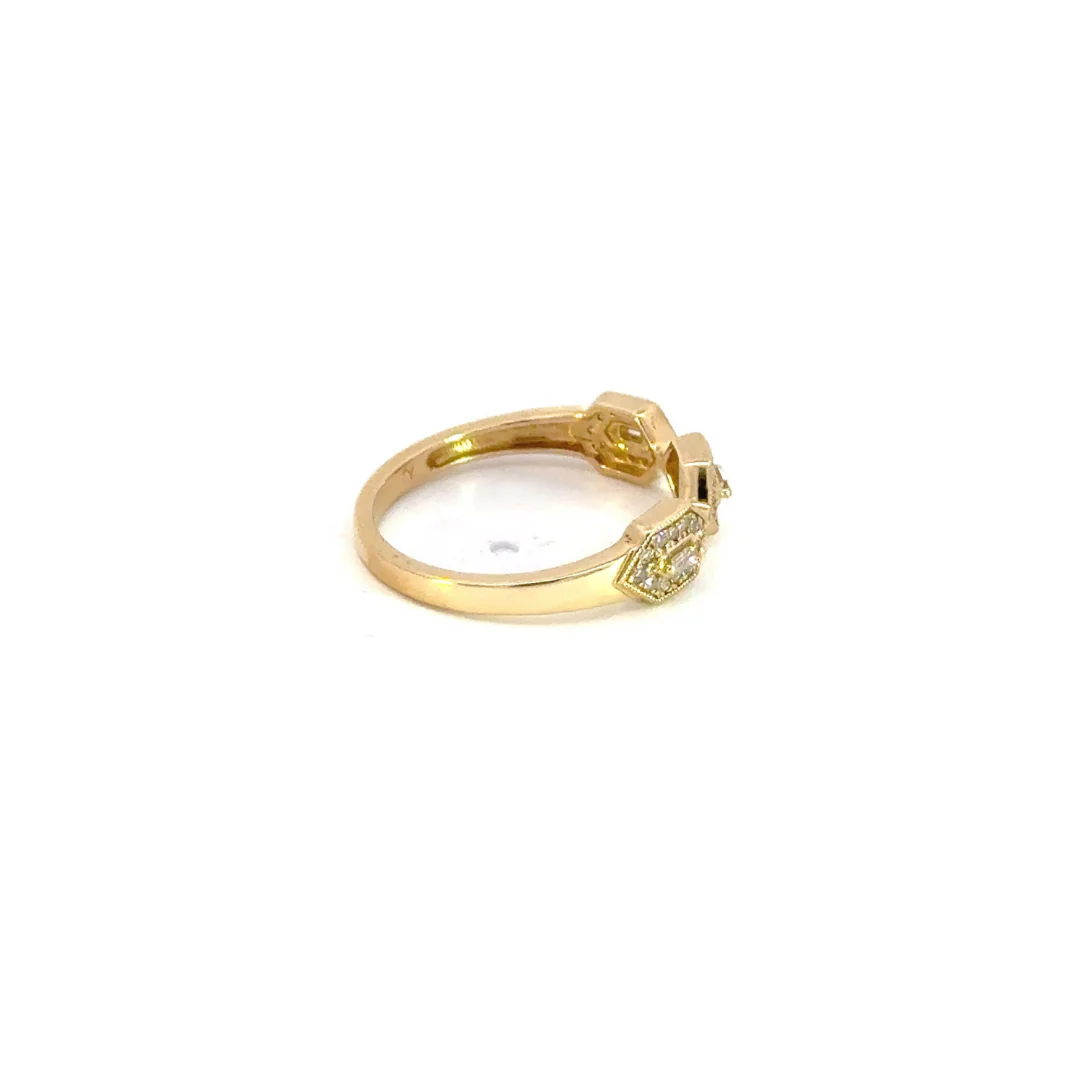RFD17285. 14k Solid Yellow Gold Diamond Hexagons Ring - Image 8