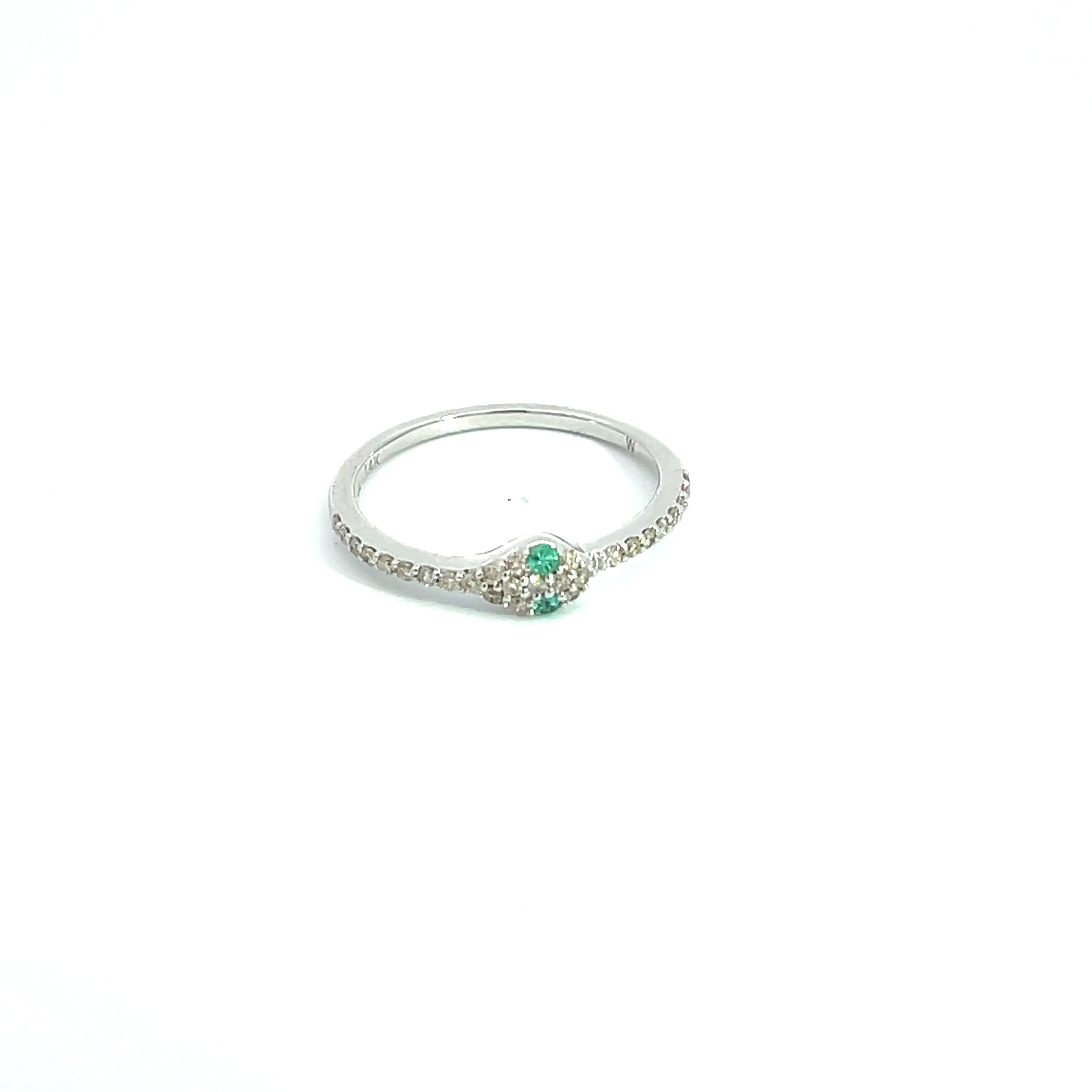 RFD17774EM. 14K Solid Gold Diamond and Emerald Snake Ring - Image 7
