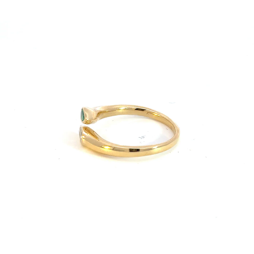 14k Solid Gold Emerald and Diamond Drops Ring. RFE18105EM - Image 3
