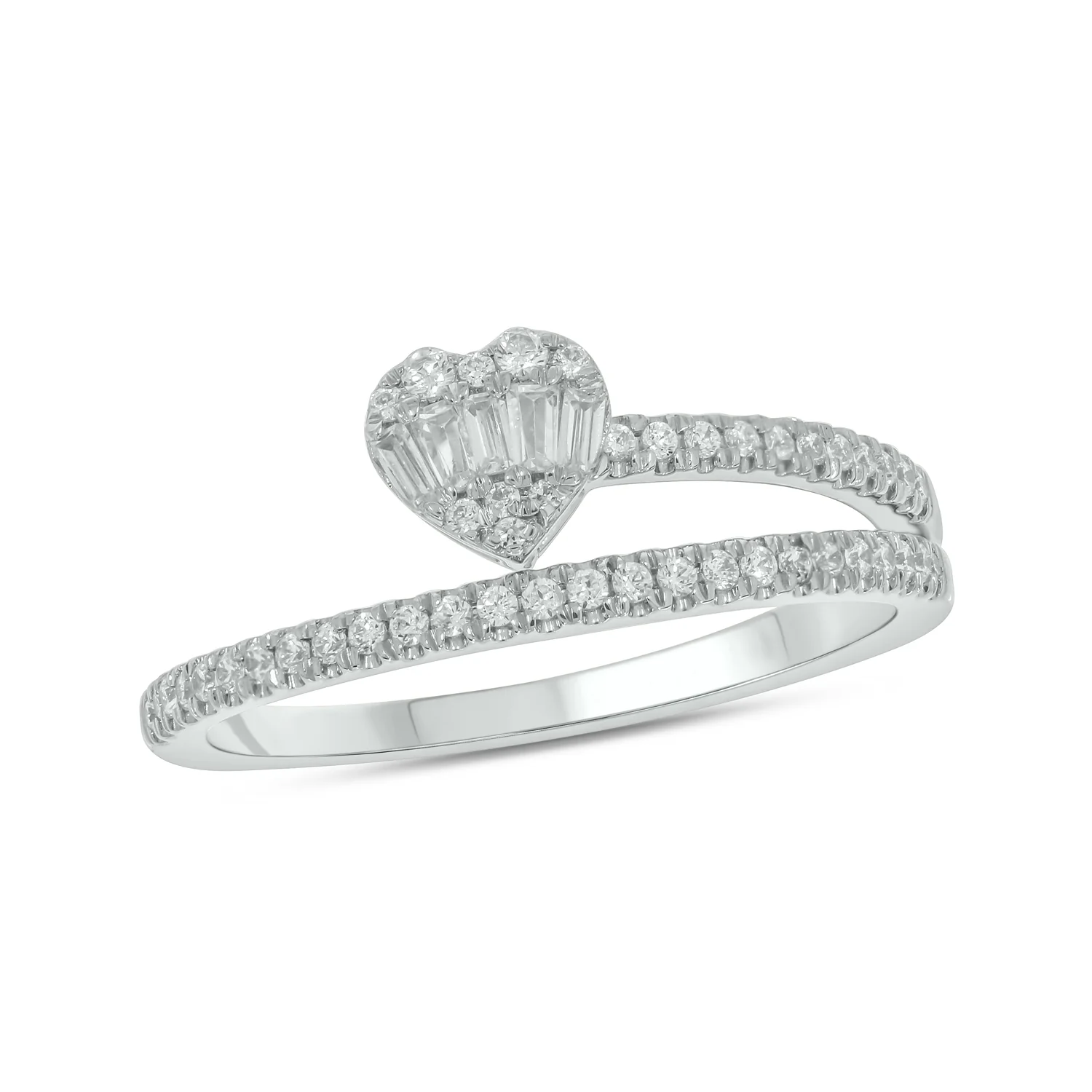 RFF17925. 14k Solid Gold Double Band Heart Ring - Image 2