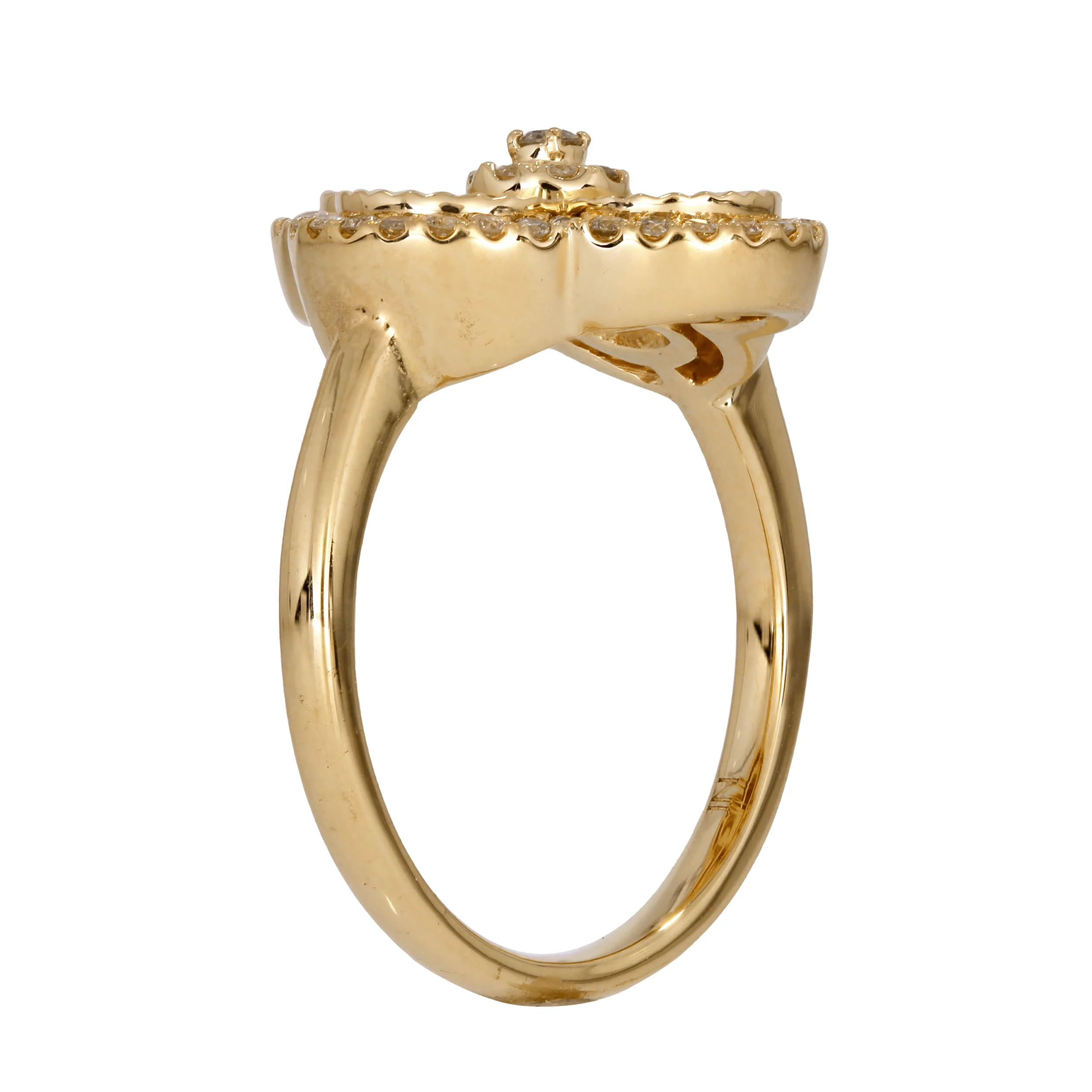 RFF18439. 14K Solid Yellow Gold Diamond Flower Ring - Image 3