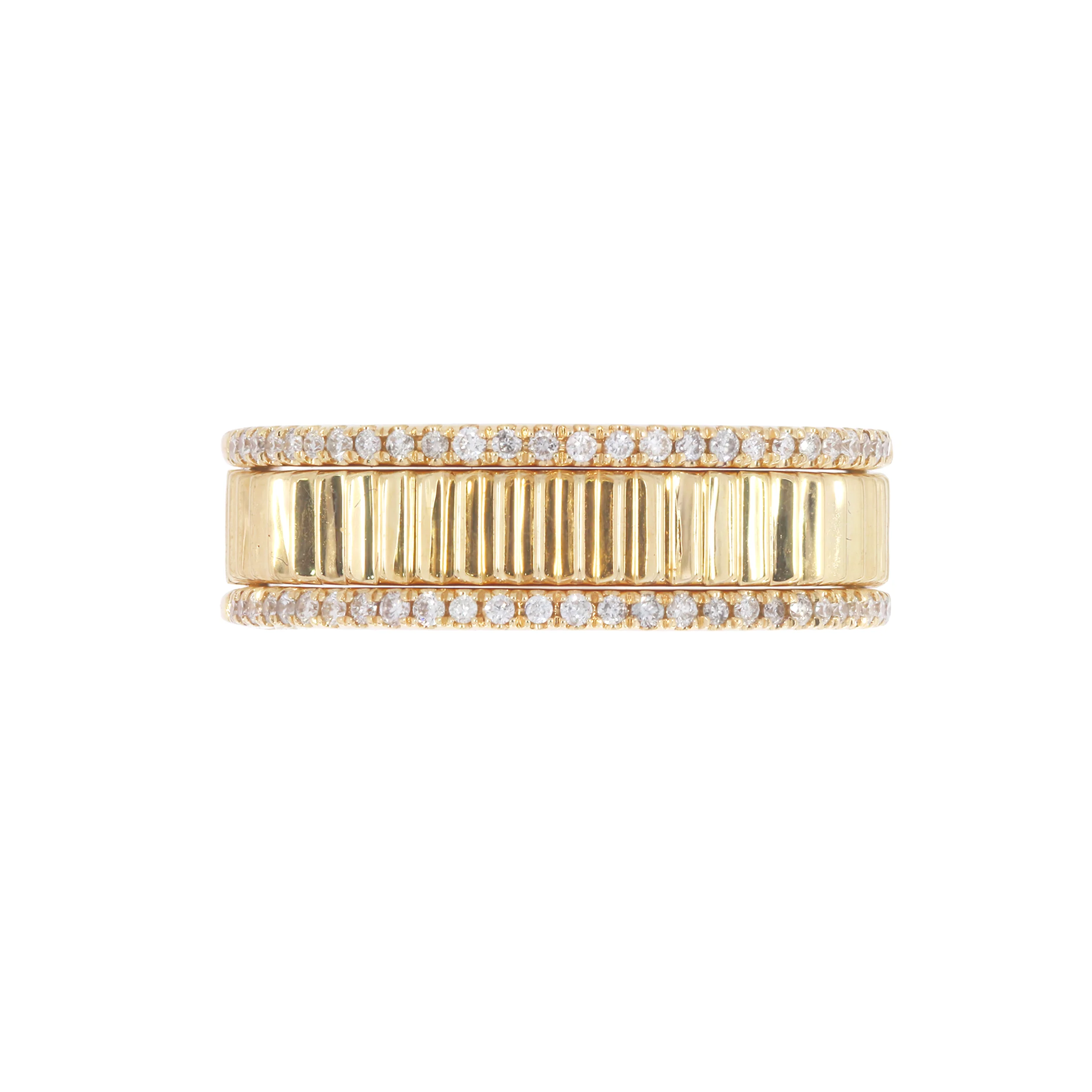 RFI18605. 14K Solid Yellow Gold Diamond Double Band Ring - Image 2