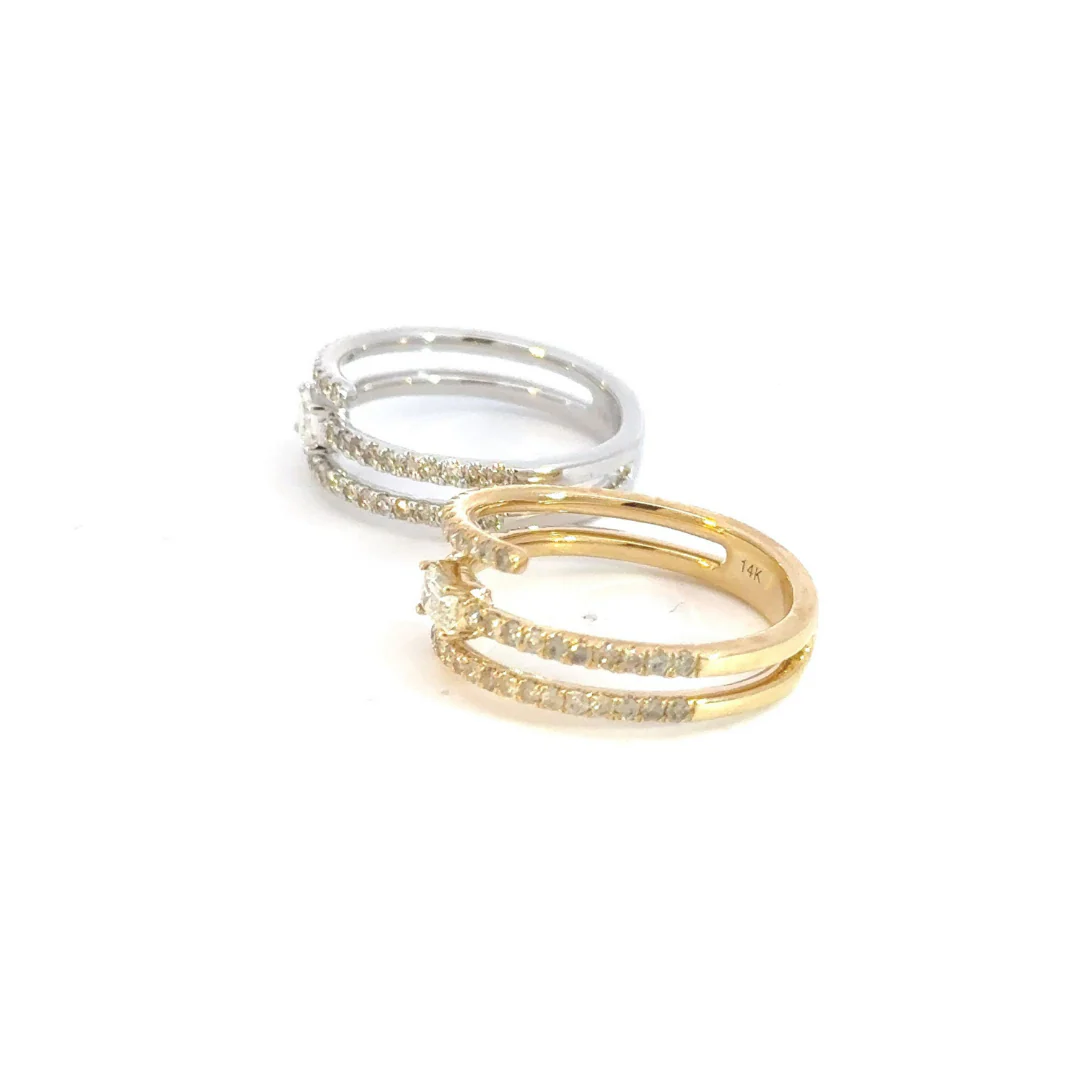RFJ17301. 14k Solid Gold Spiral Baguette Diamond Ring - Image 6